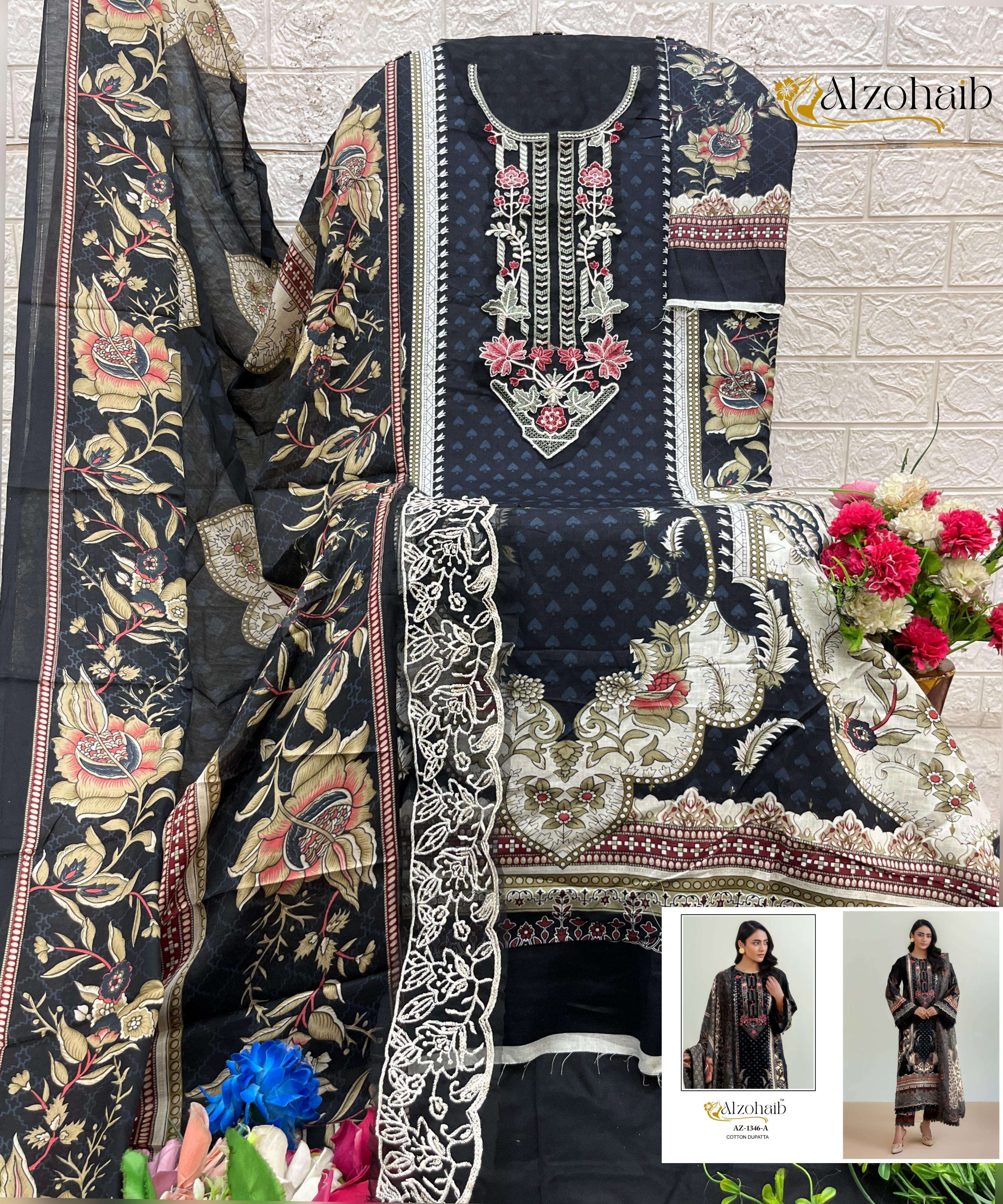 MEHBOOB TEX DESIGN NO - 1346AB - 1349 AB PURE COTTON HEAVY SELF EMBROIDERED PAKISTANI SUIT