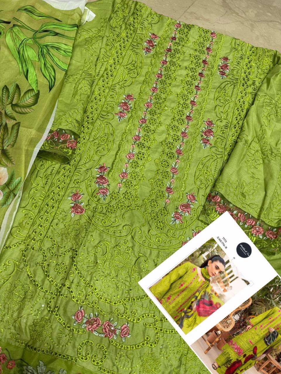 MEHBOOB TEX DESIGN NO - 1716 ABC PURE COTTON HEAVY SELF EMBROIDERED PAKISTANI SALWAR SUIT