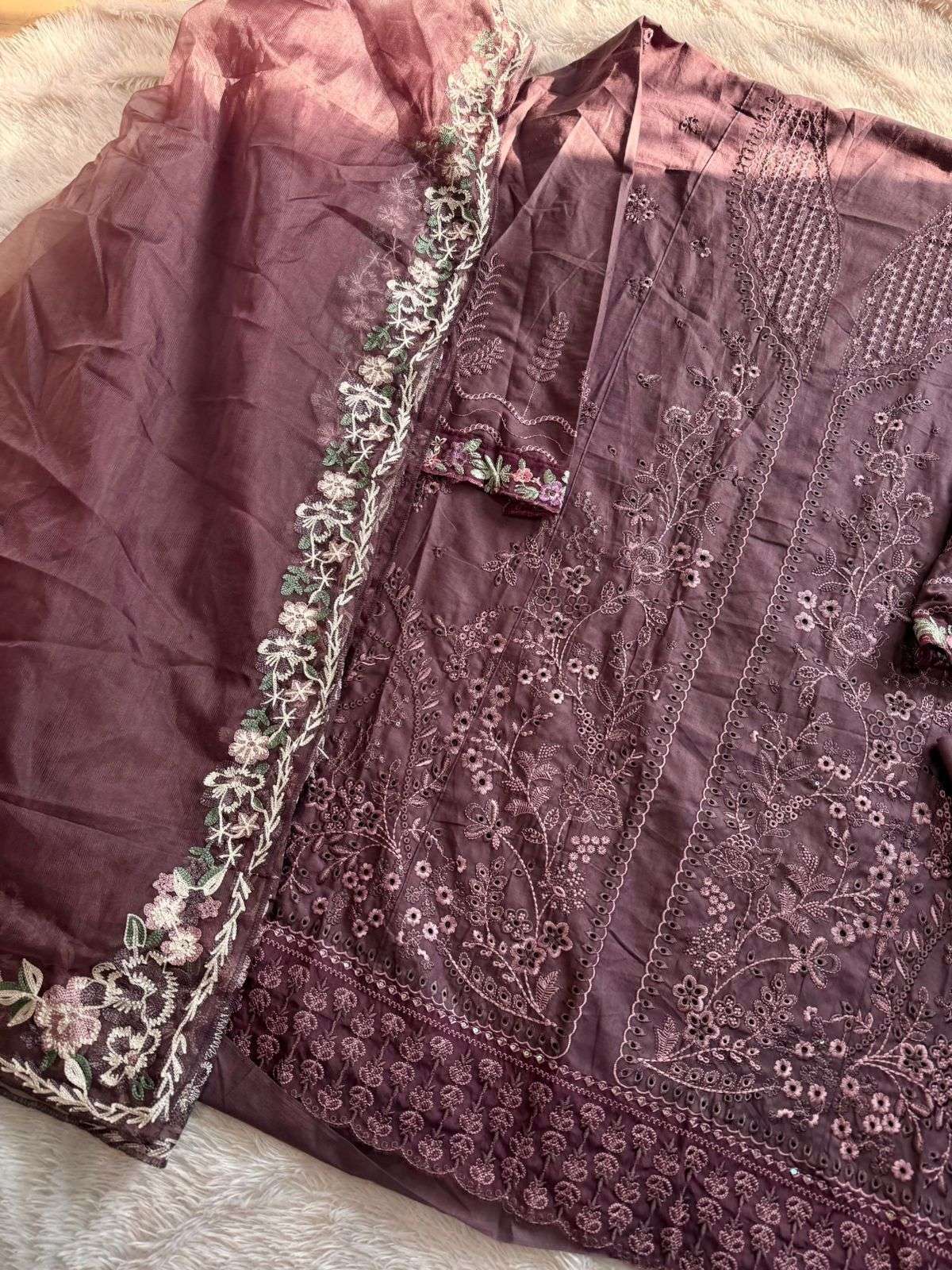 MEHBOOB TEX DESIGN NO - 1741 C PURE COTTON HEAVY SELF EMBROIDERED PAKISTANI SALWAR SUIT