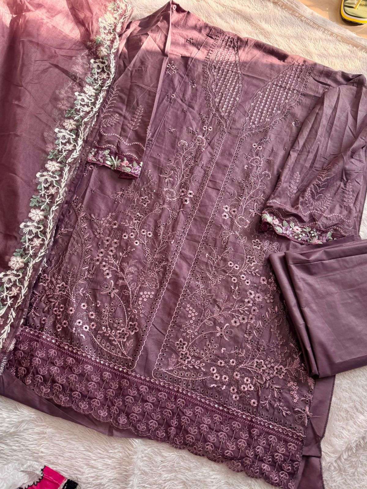 MEHBOOB TEX DESIGN NO - 1741 C PURE COTTON HEAVY SELF EMBROIDERED PAKISTANI SALWAR SUIT
