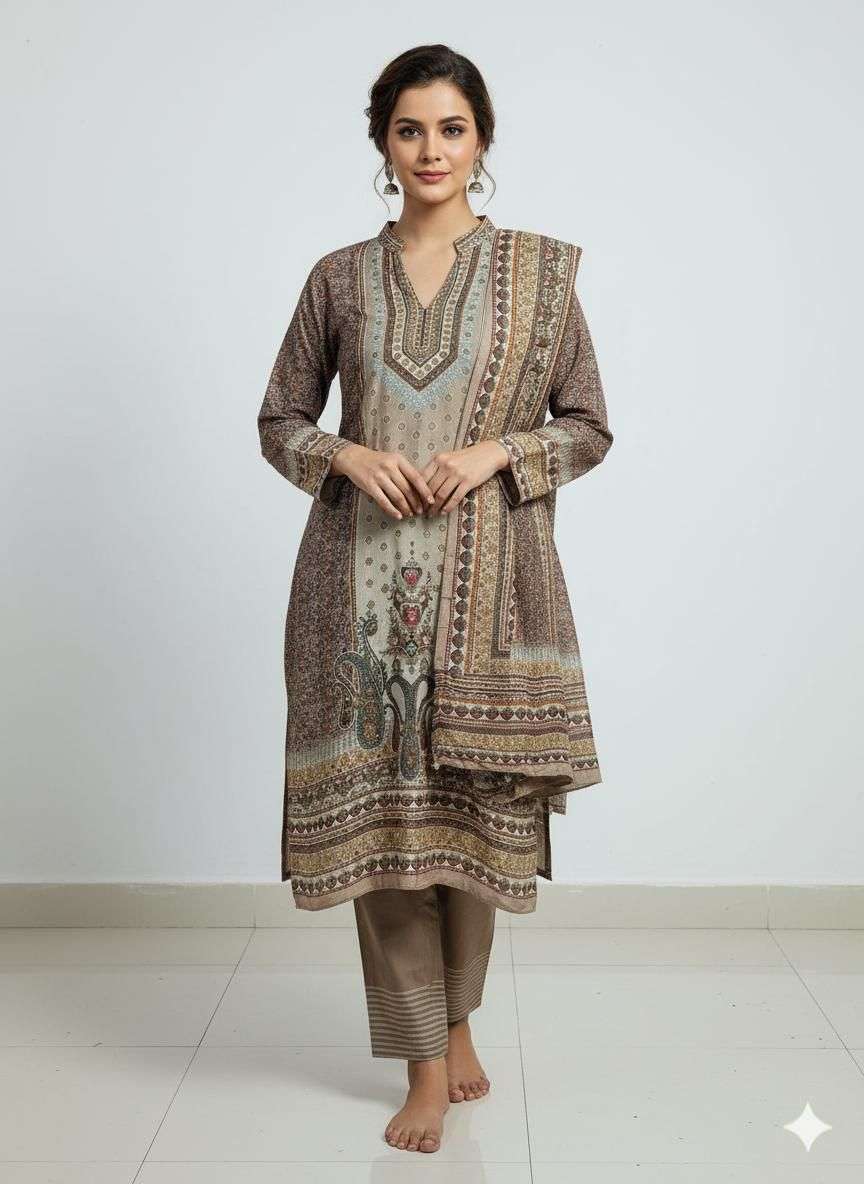 MEHBOOB TEX DESIGN NO - 1763 PURE VISCOSE MUSLIN DIGITAL PRINT AARI HANDWORK PAKISTANI SUIT 