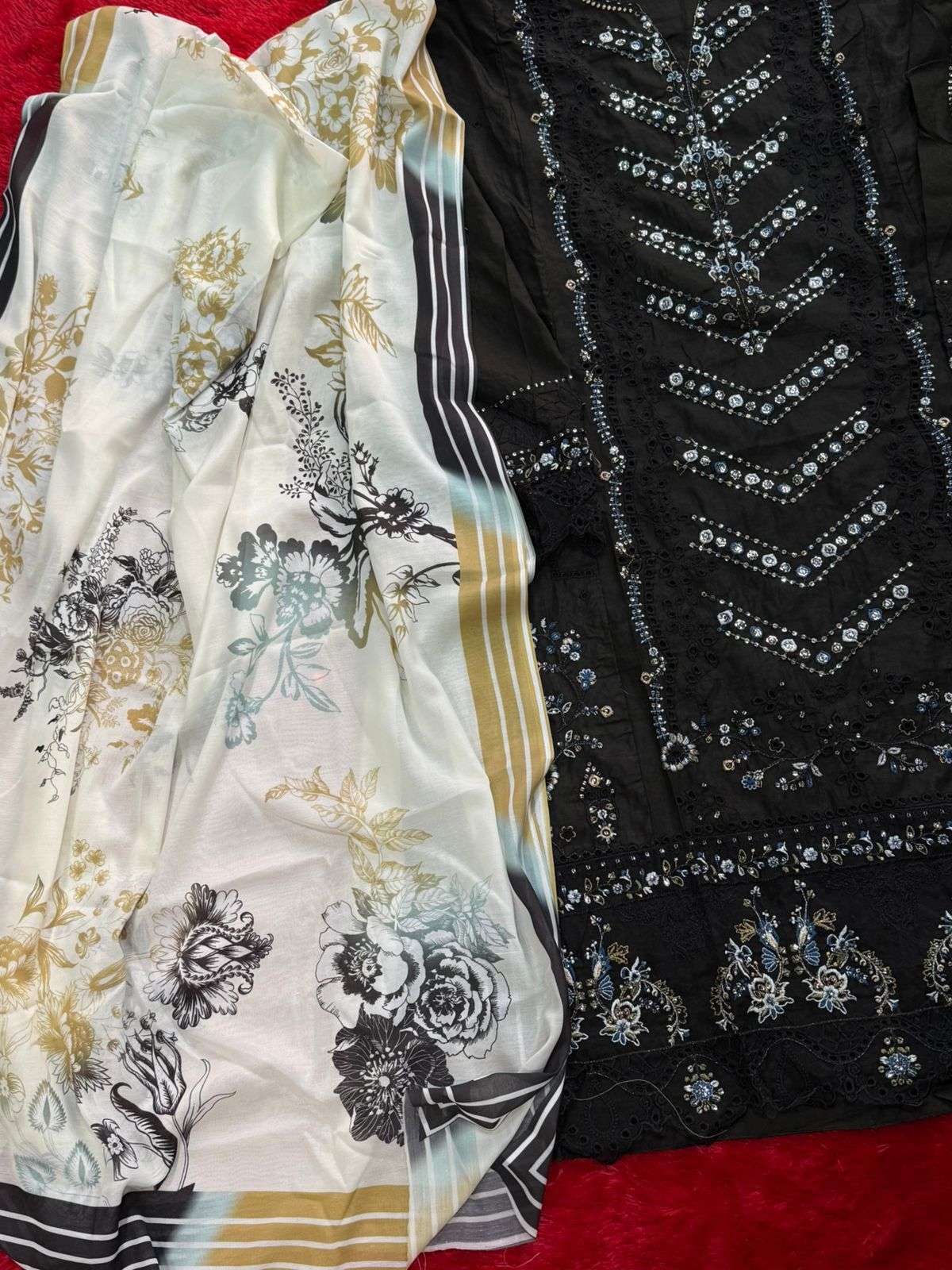 MEHBOOB TEX DESIGN NO - 1783-1784 PURE COTTON HEAVY SELF EMBROIDERED PAKISTANI SUIT