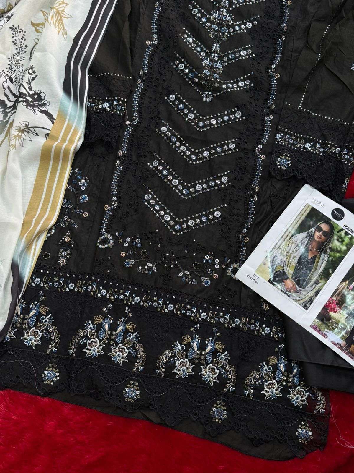 MEHBOOB TEX DESIGN NO - 1783-1784 PURE COTTON HEAVY SELF EMBROIDERED PAKISTANI SUIT