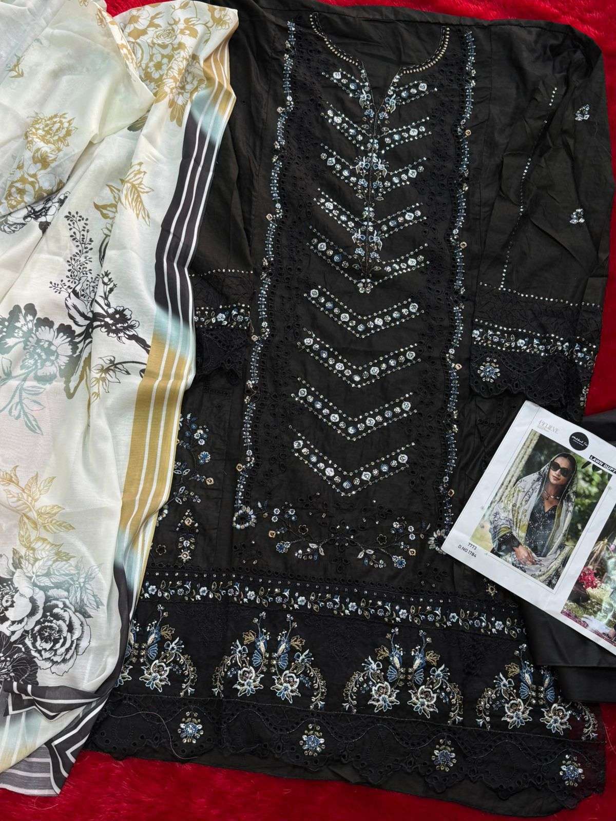 MEHBOOB TEX DESIGN NO - 1783-1784 PURE COTTON HEAVY SELF EMBROIDERED PAKISTANI SUIT