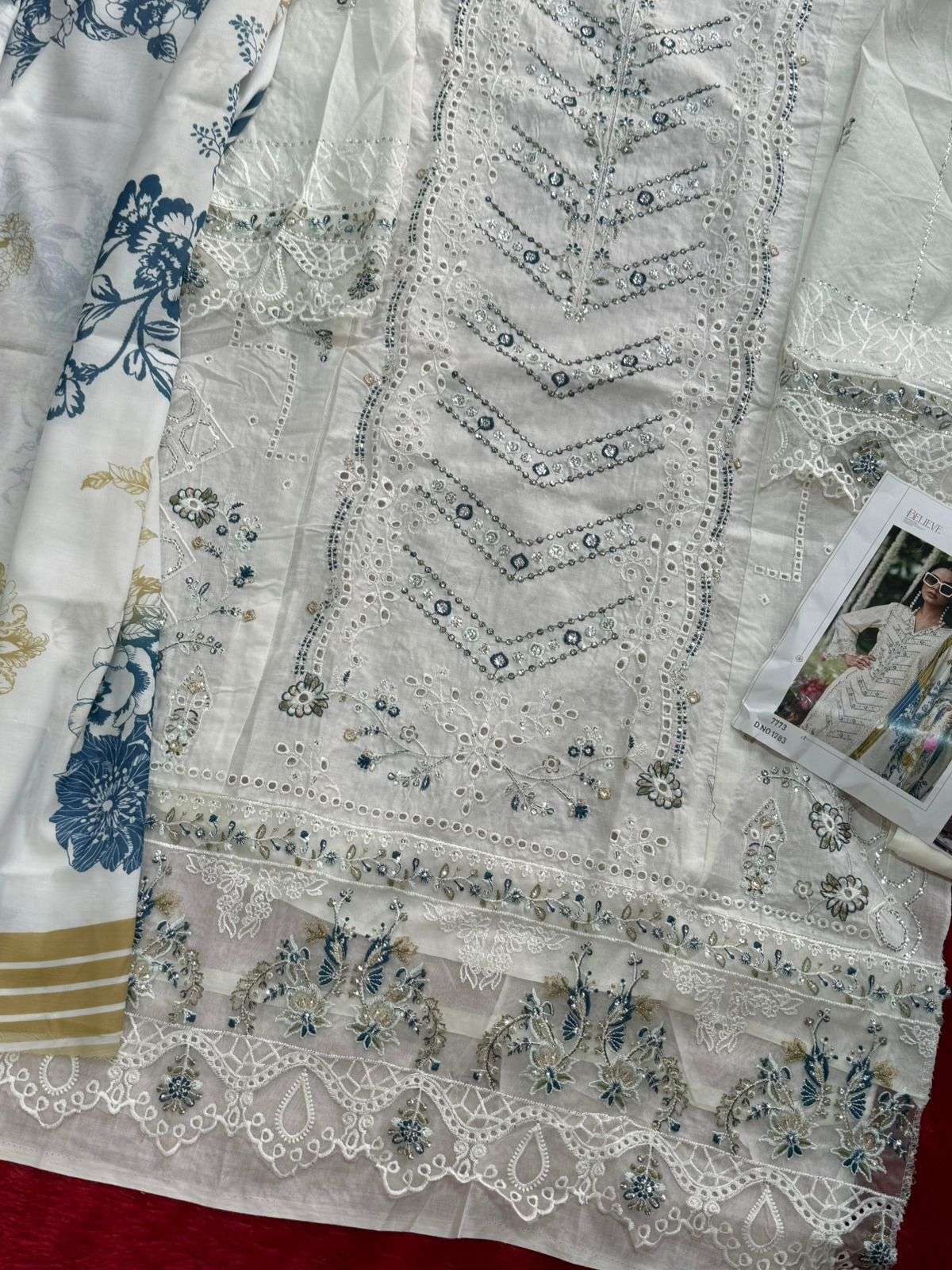 MEHBOOB TEX DESIGN NO - 1783-1784 PURE COTTON HEAVY SELF EMBROIDERED PAKISTANI SUIT