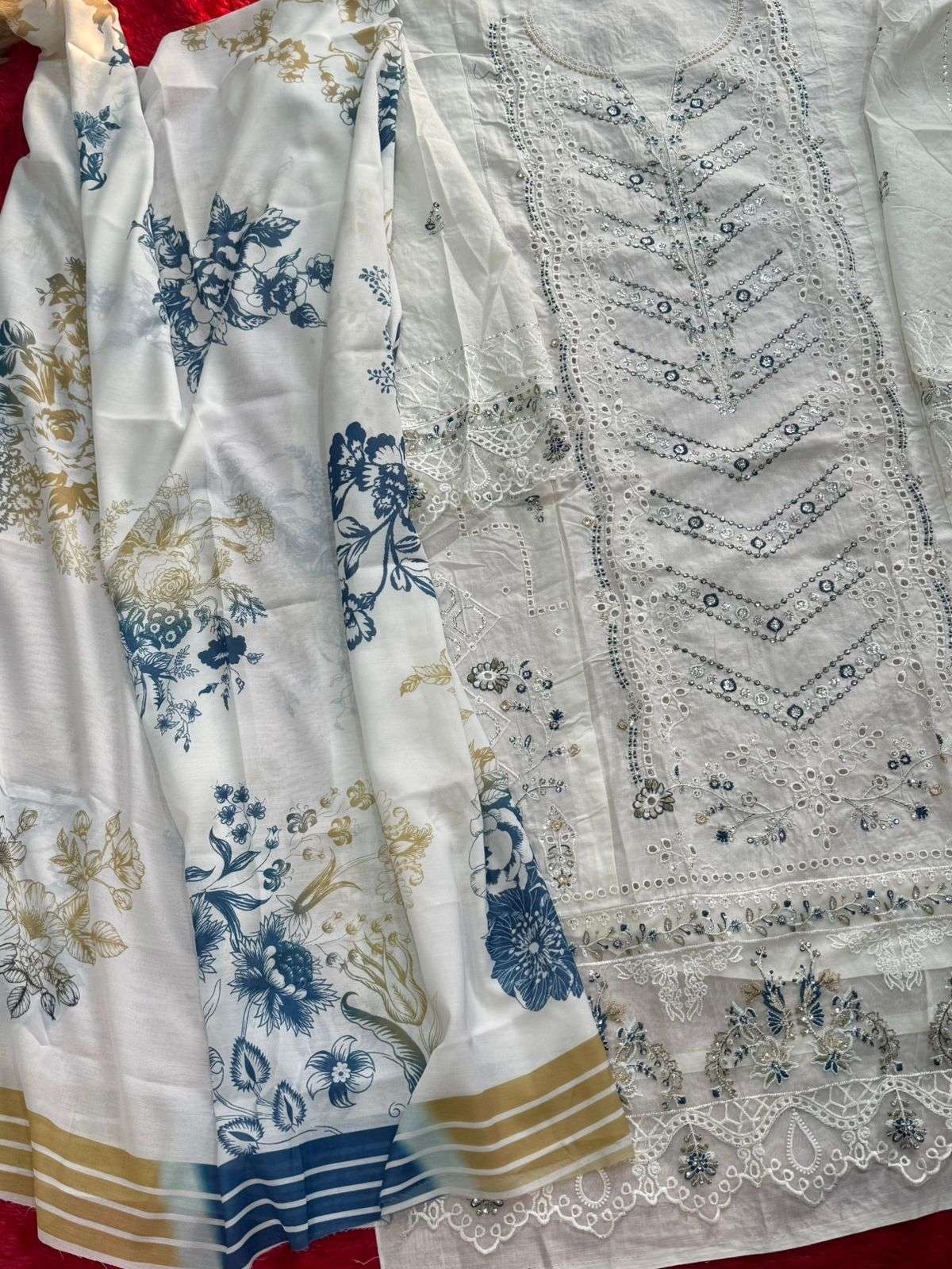MEHBOOB TEX DESIGN NO - 1783-1784 PURE COTTON HEAVY SELF EMBROIDERED PAKISTANI SUIT