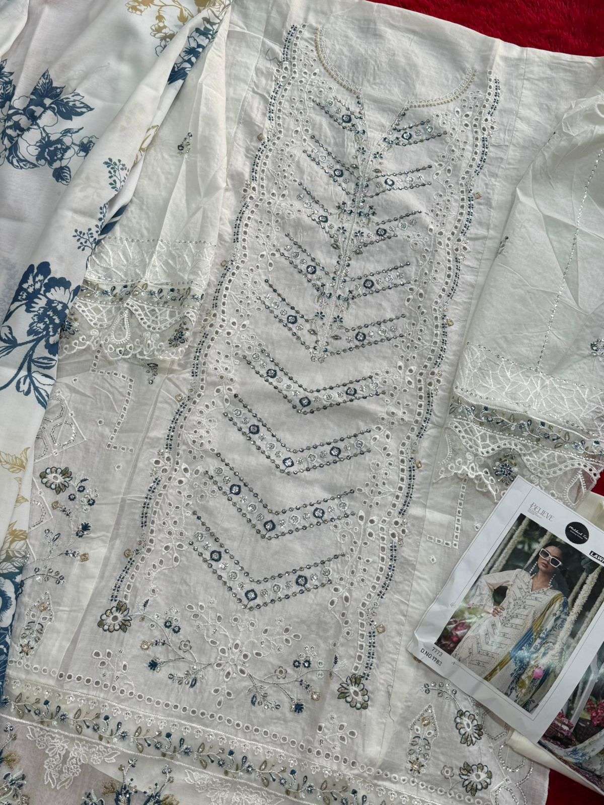 MEHBOOB TEX DESIGN NO - 1783-1784 PURE COTTON HEAVY SELF EMBROIDERED PAKISTANI SUIT