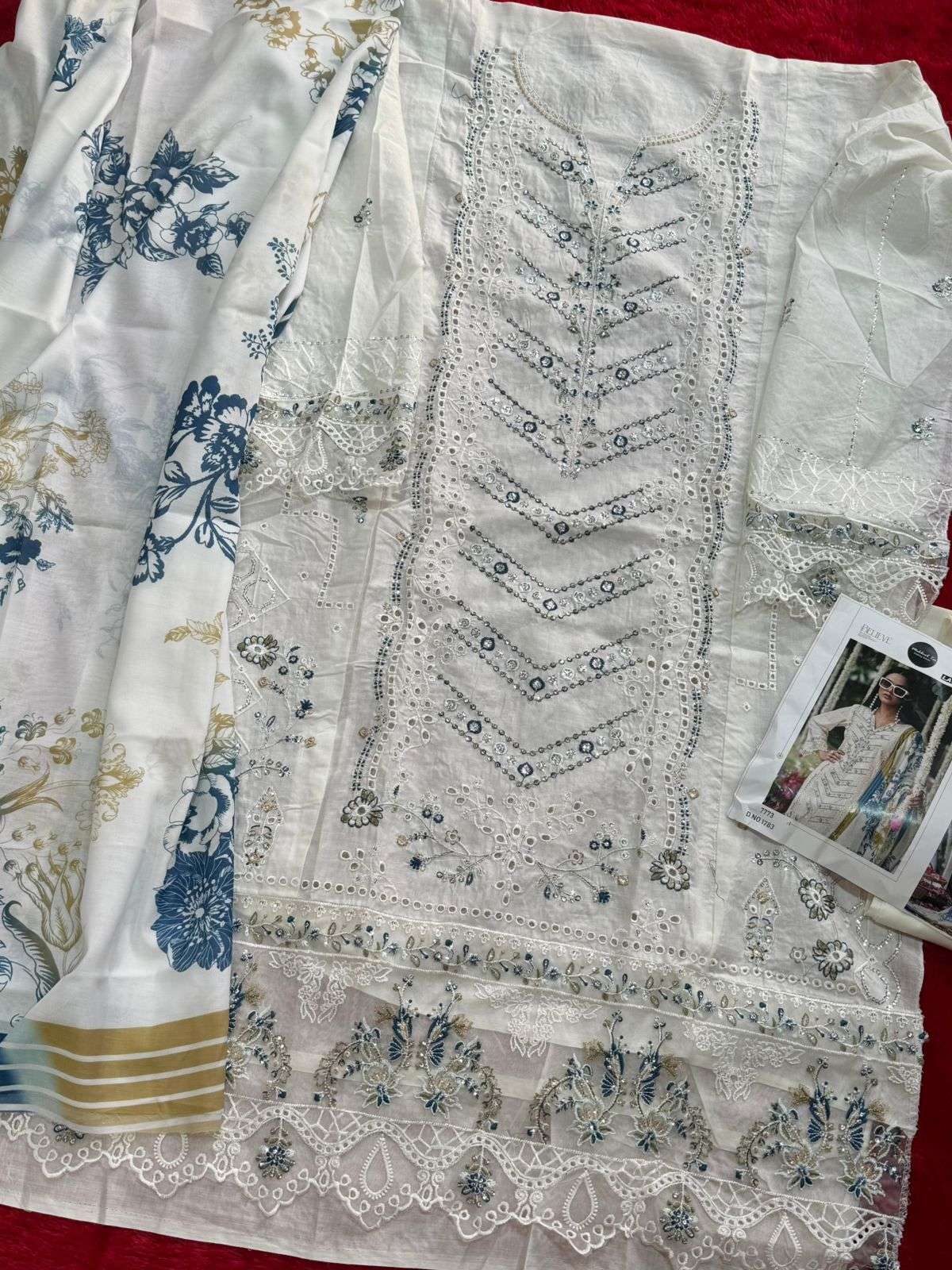MEHBOOB TEX DESIGN NO - 1783-1784 PURE COTTON HEAVY SELF EMBROIDERED PAKISTANI SUIT