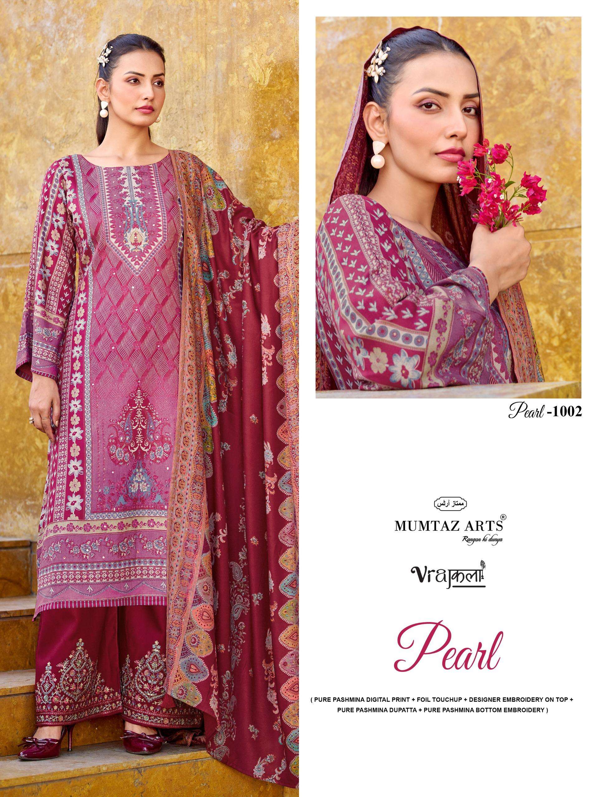 MUMTAZ ARTS  PEARL PASHMINA DIGITAL PRINT WITH DESIGNER WORK SUIT