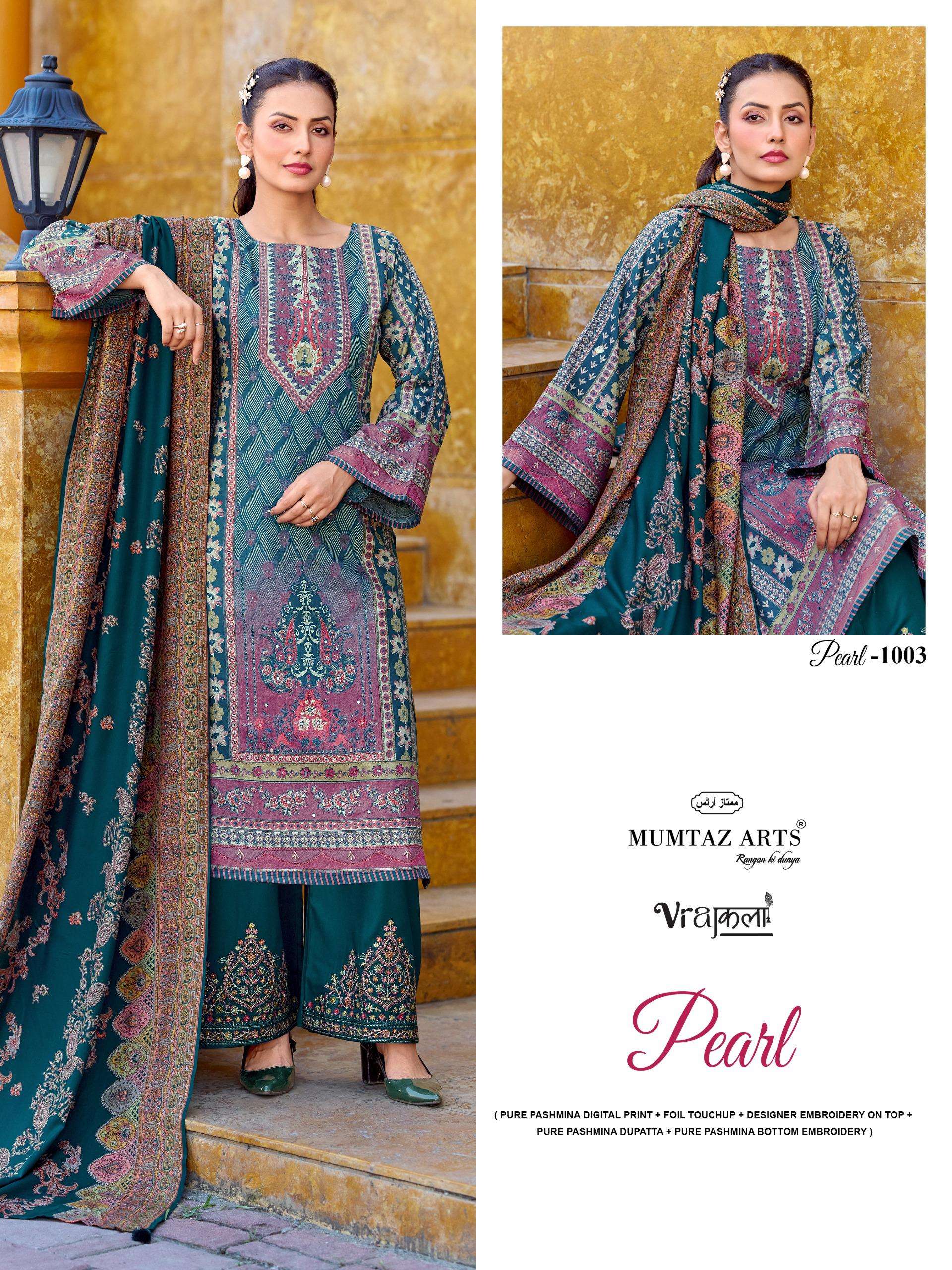 MUMTAZ ARTS  PEARL PASHMINA DIGITAL PRINT WITH DESIGNER WORK SUIT