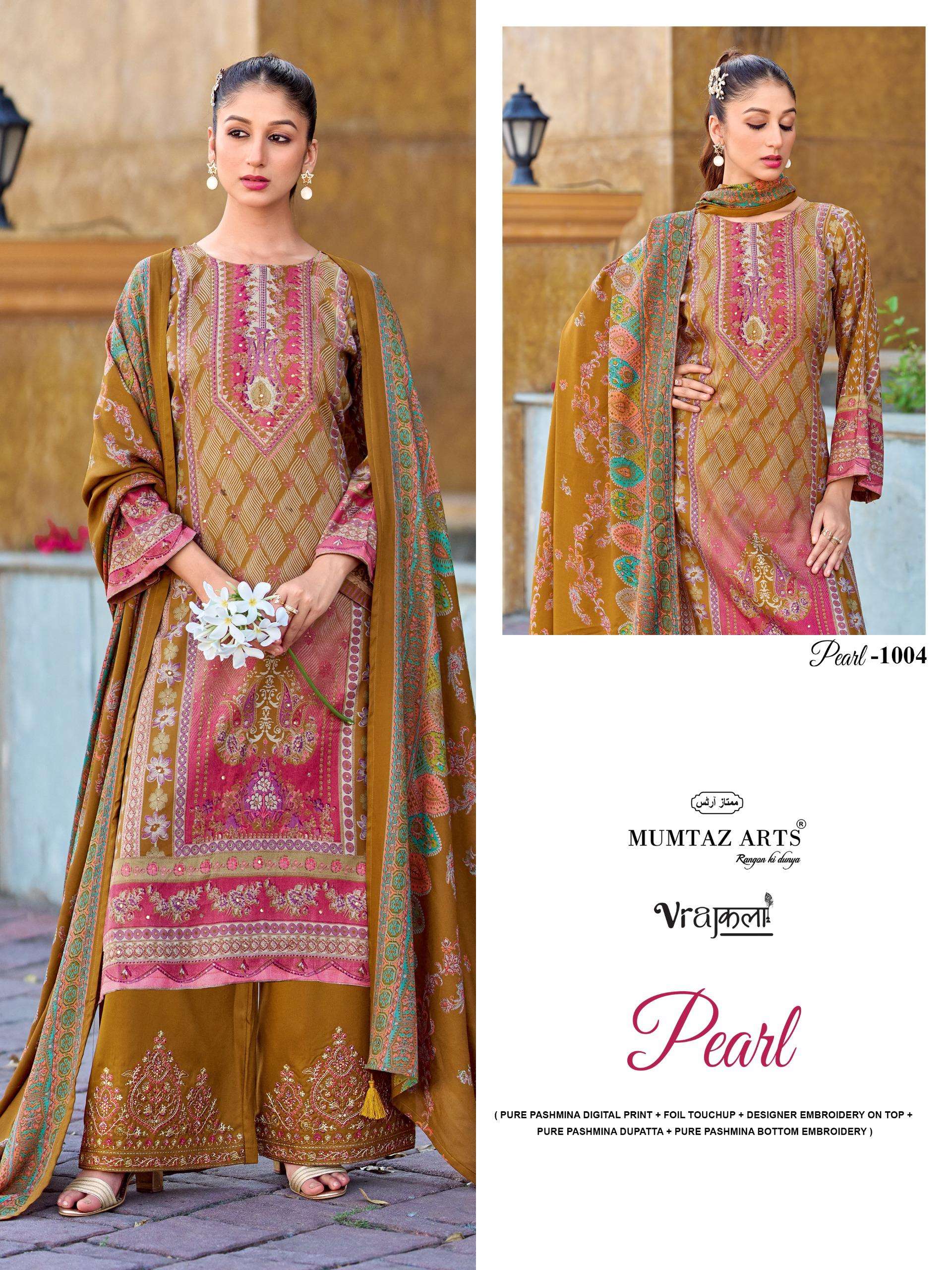 MUMTAZ ARTS  PEARL PASHMINA DIGITAL PRINT WITH DESIGNER WORK SUIT