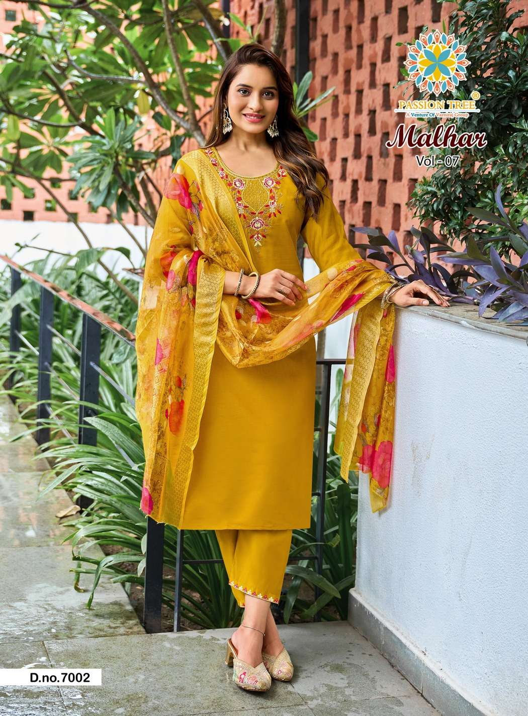 PASSION TREE MALHAR VOL 7 SILK FANCY WORKS LADIES KURTI BOTTOM AND DUPATTA SET 