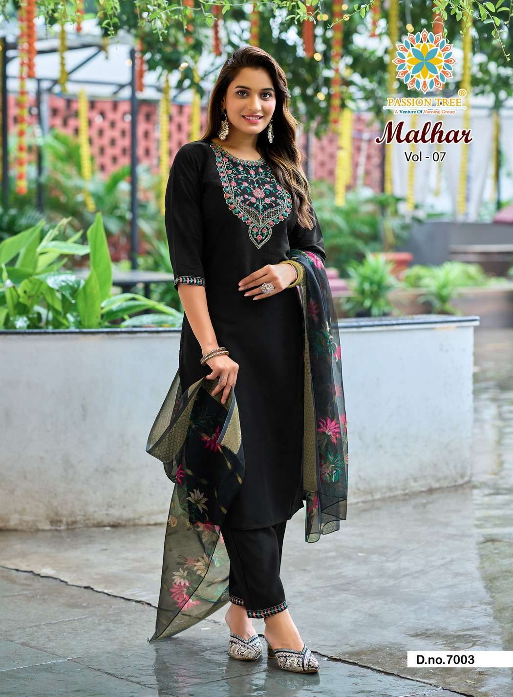 PASSION TREE MALHAR VOL 7 SILK FANCY WORKS LADIES KURTI BOTTOM AND DUPATTA SET 