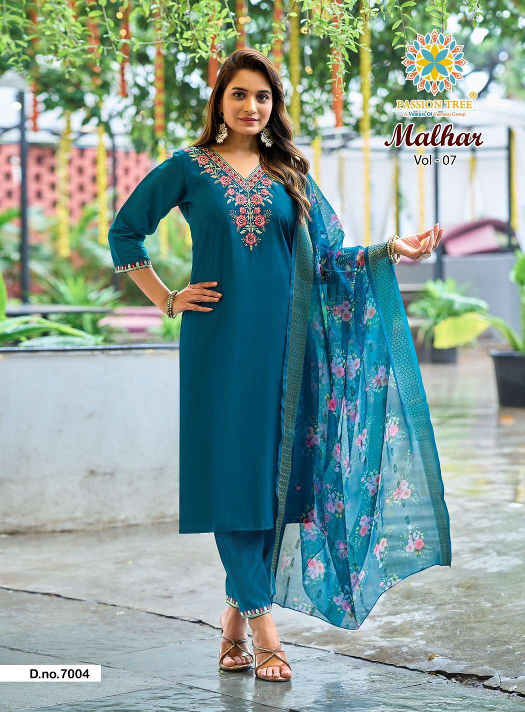 PASSION TREE MALHAR VOL 7 SILK FANCY WORKS LADIES KURTI BOTTOM AND DUPATTA SET 