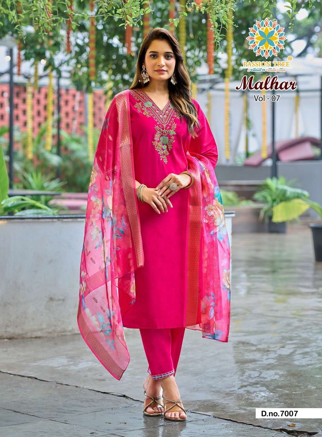 PASSION TREE MALHAR VOL 7 SILK FANCY WORKS LADIES KURTI BOTTOM AND DUPATTA SET 