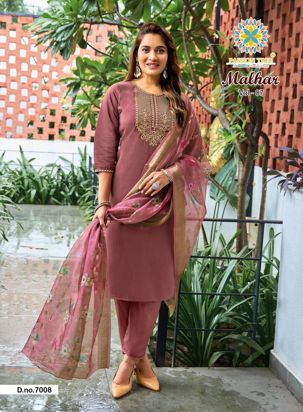 PASSION TREE MALHAR VOL 7 SILK FANCY WORKS LADIES KURTI BOTTOM AND DUPATTA SET 