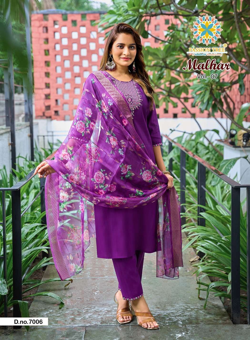 PASSION TREE MALHAR VOL 7 SILK FANCY WORKS LADIES KURTI BOTTOM AND DUPATTA SET 