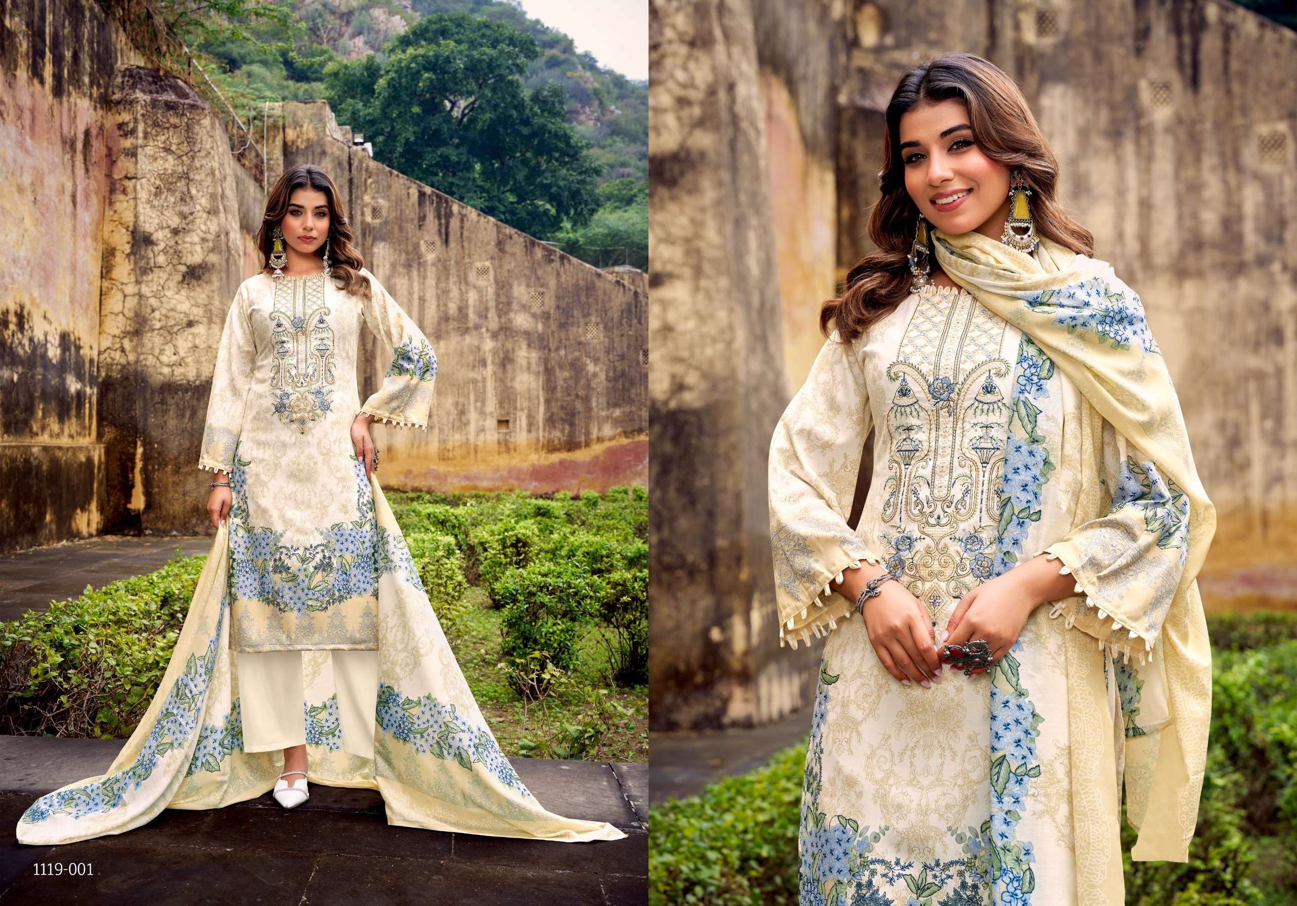 ROMANI NEEDLE WONDER VOL 4 COTTON DIGITAL PRINTS WITH WORK SUIT