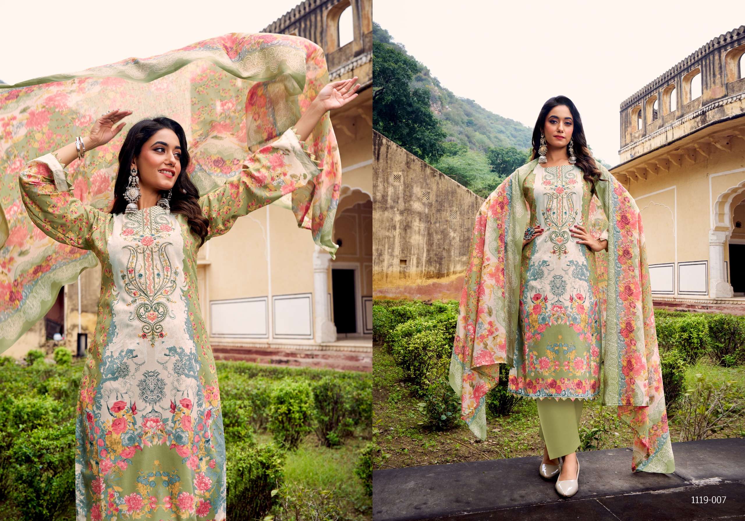 ROMANI NEEDLE WONDER VOL 4 COTTON DIGITAL PRINTS WITH WORK SUIT