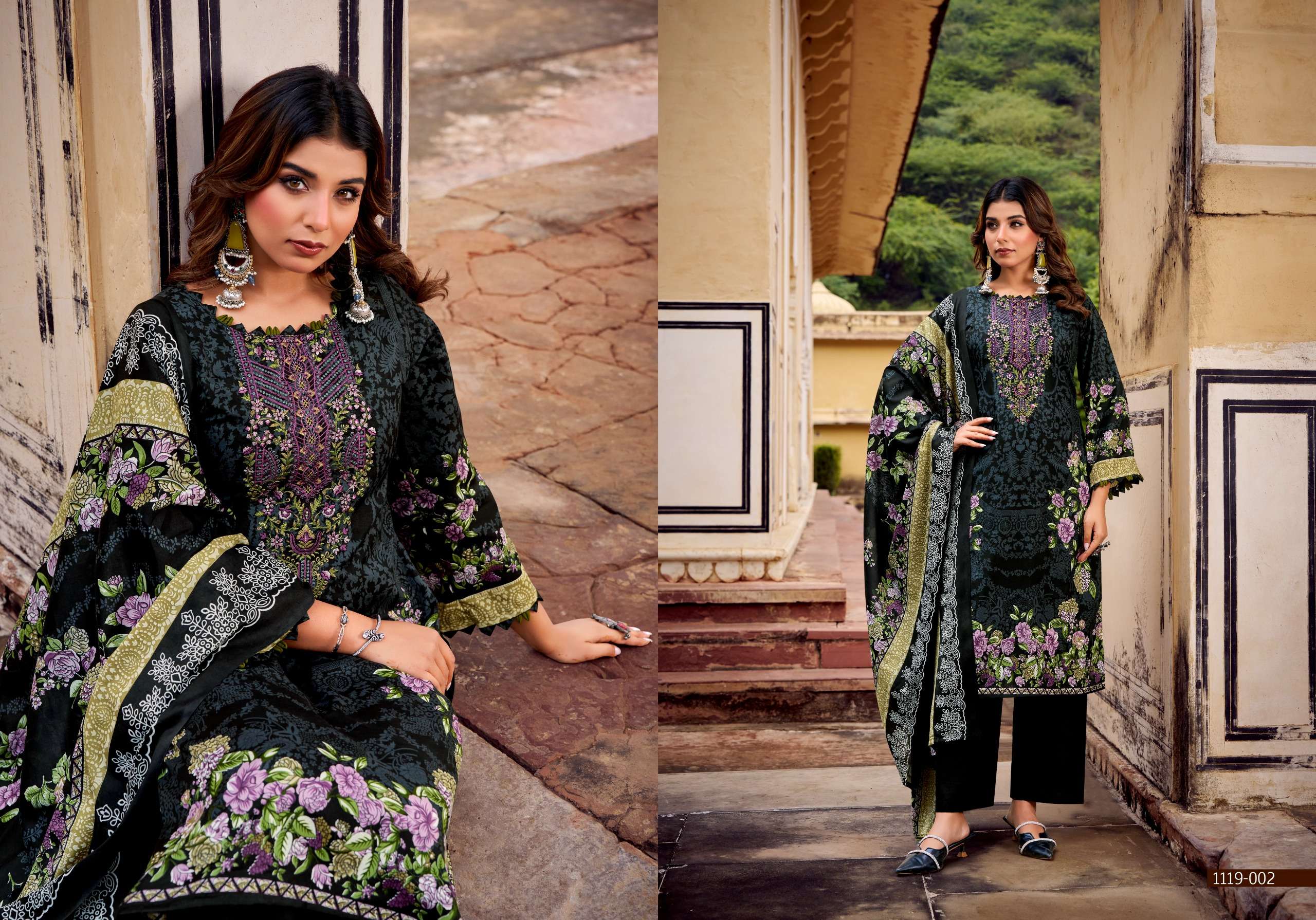 ROMANI NEEDLE WONDER VOL 4 COTTON DIGITAL PRINTS WITH WORK SUIT