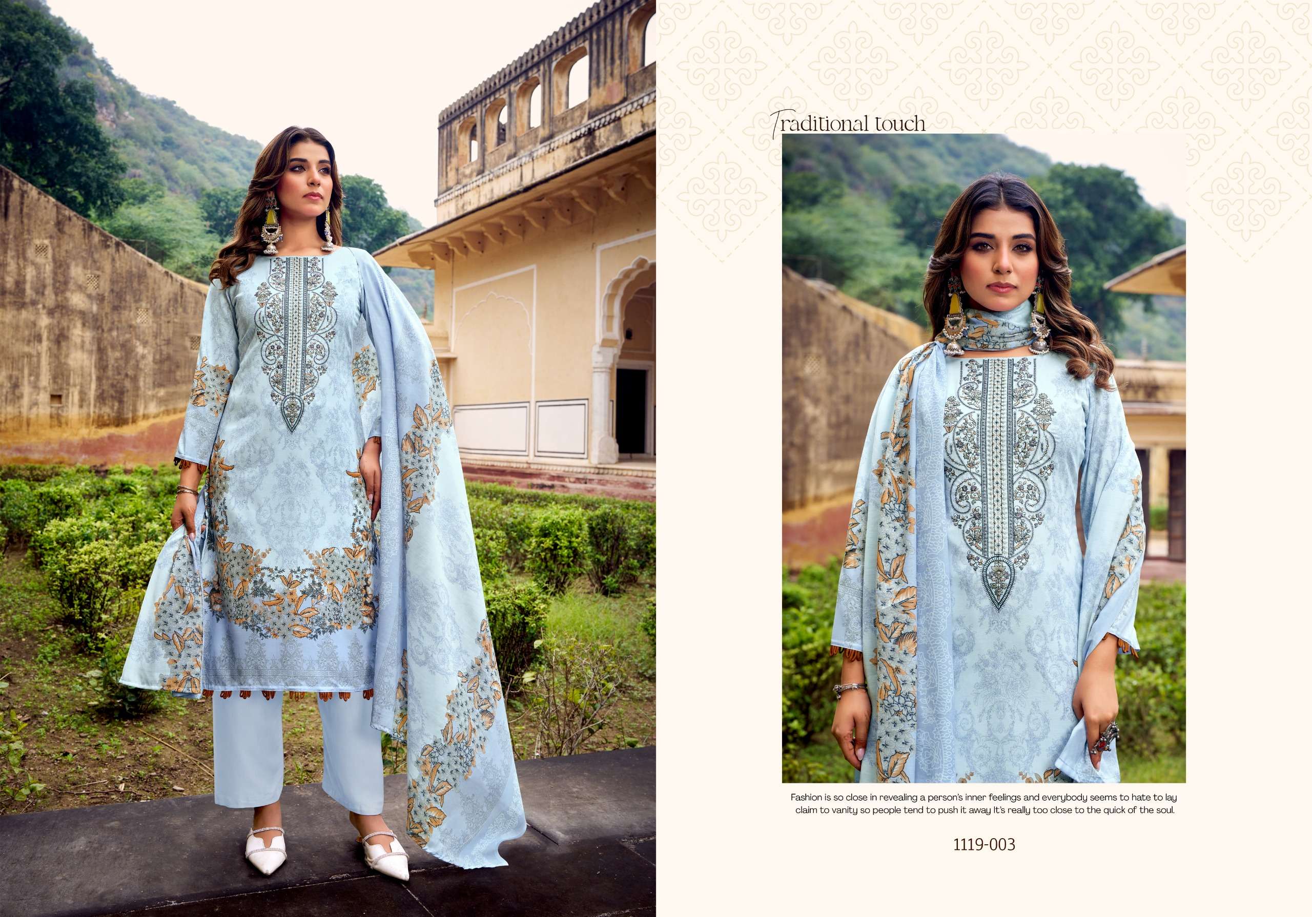 ROMANI NEEDLE WONDER VOL 4 COTTON DIGITAL PRINTS WITH WORK SUIT