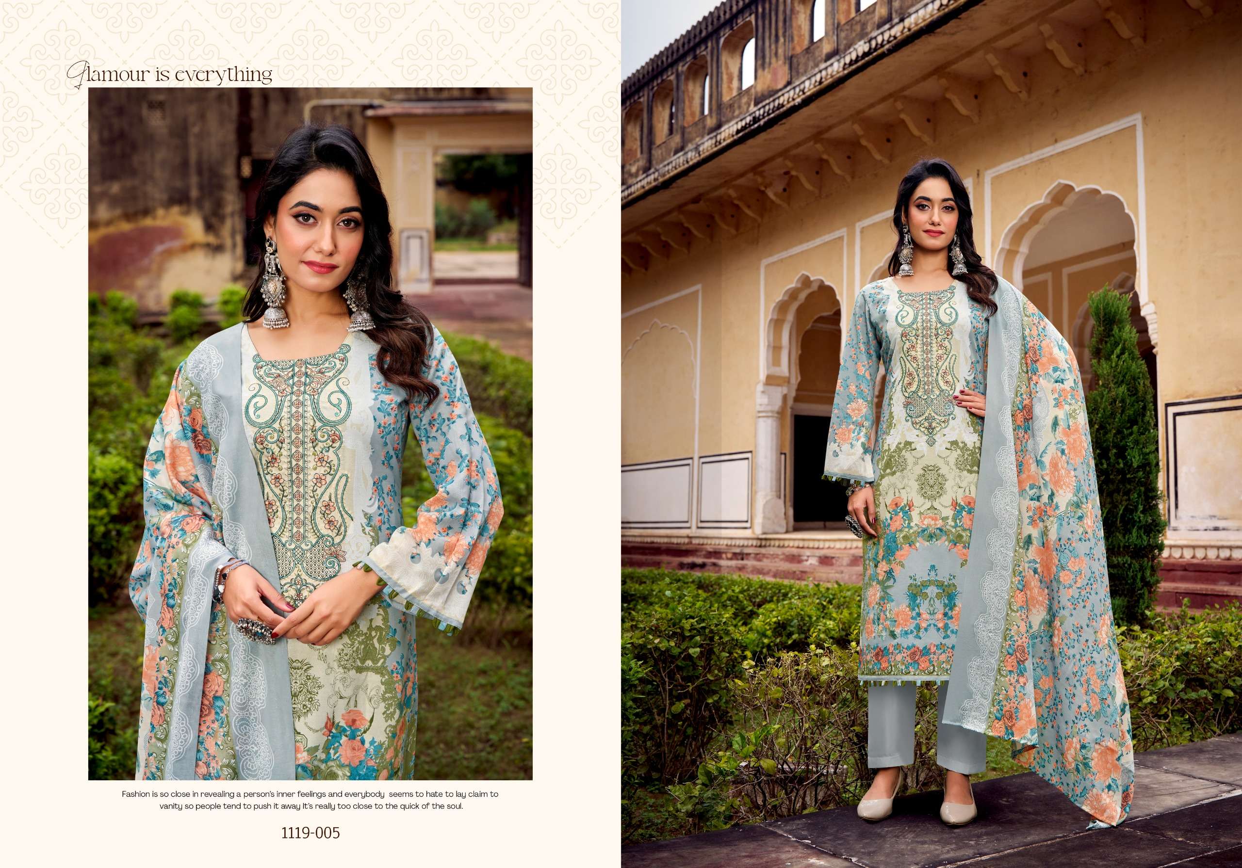 ROMANI NEEDLE WONDER VOL 4 COTTON DIGITAL PRINTS WITH WORK SUIT
