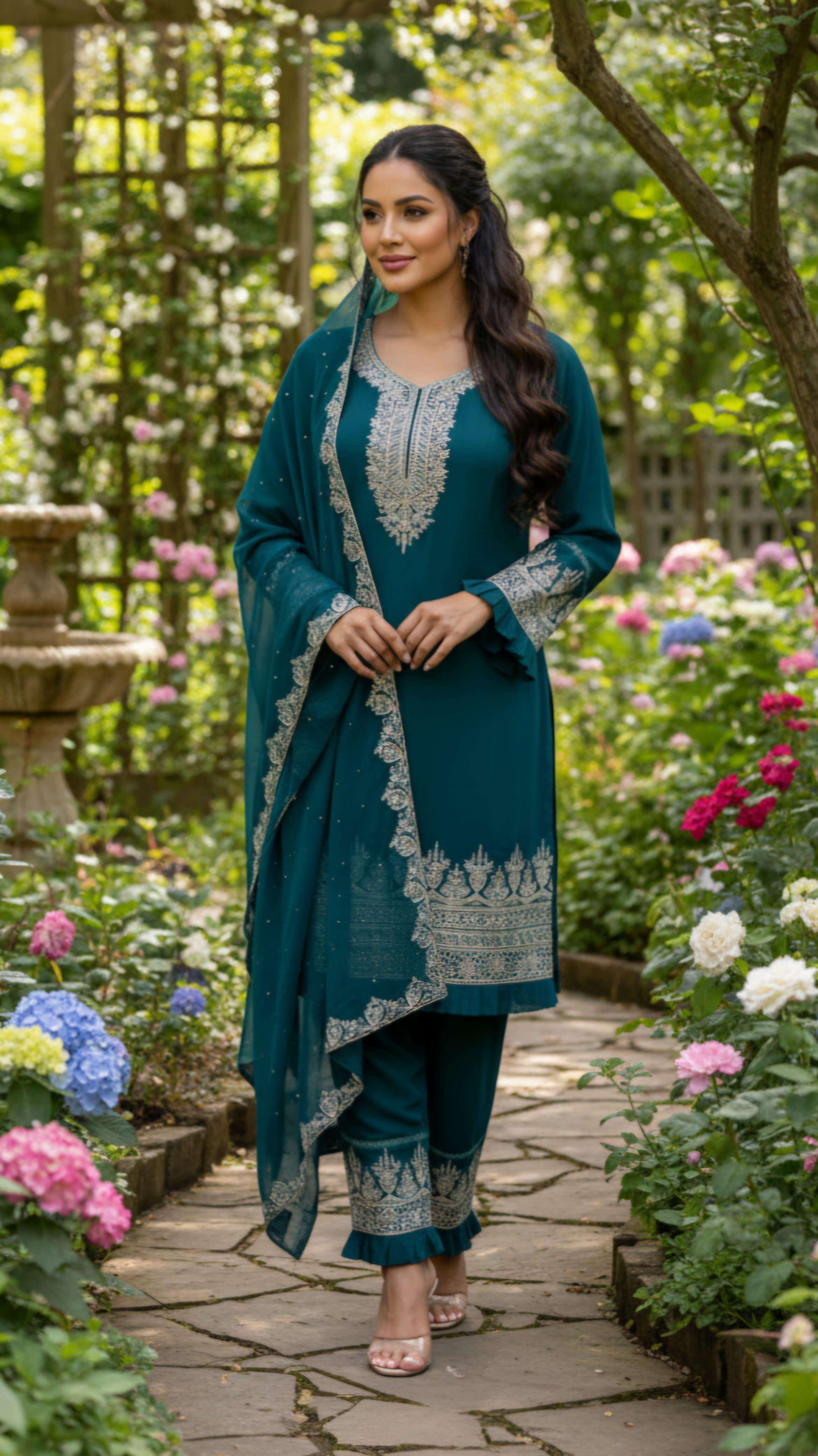 SARA VOL 8 GEORGETTE HEAVY DESIGNER READY MADE PAKISTANI SUIT
