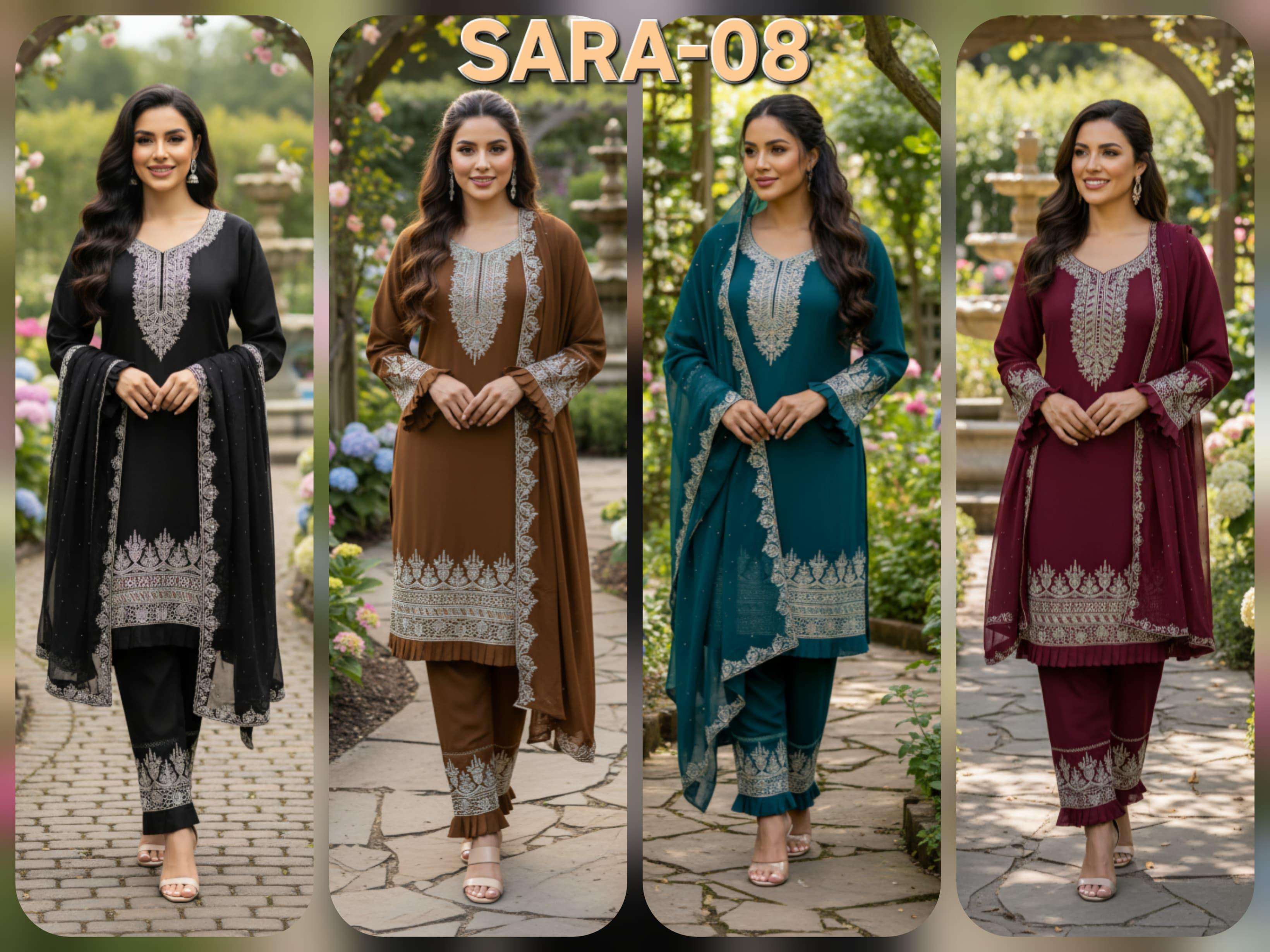 SARA VOL 8 GEORGETTE HEAVY DESIGNER READY MADE PAKISTANI SUIT