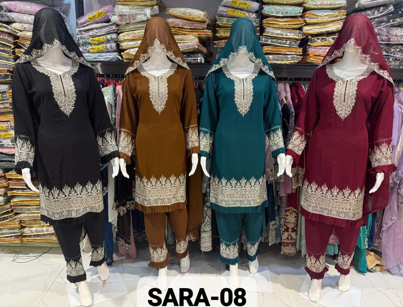 SARA VOL 8 GEORGETTE HEAVY DESIGNER READY MADE PAKISTANI SUIT