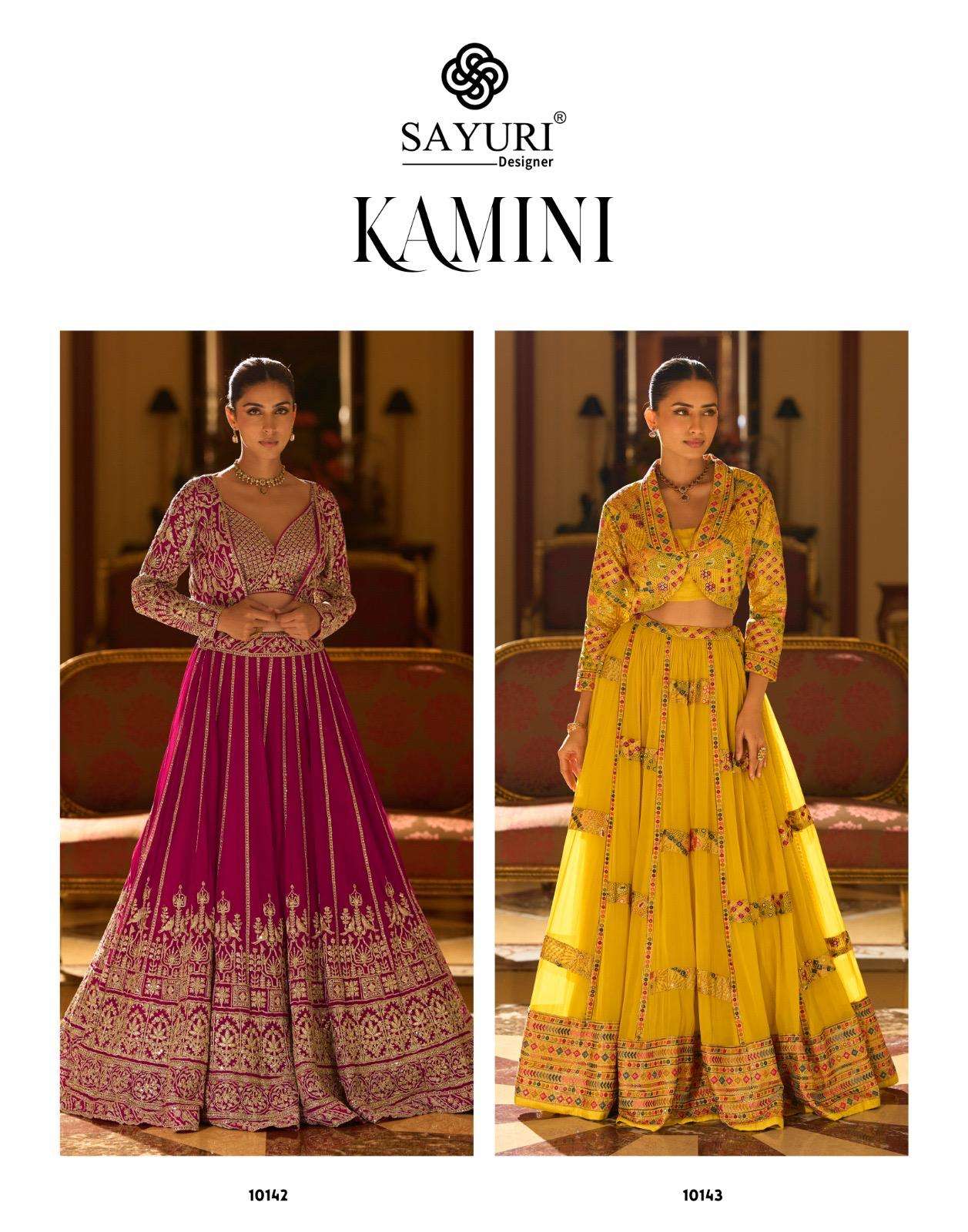 SAYURI DESIGNER KAMINI GEORGETTE HEAVY ELEGANT DESIGNER WEDDING WEAR DRESS