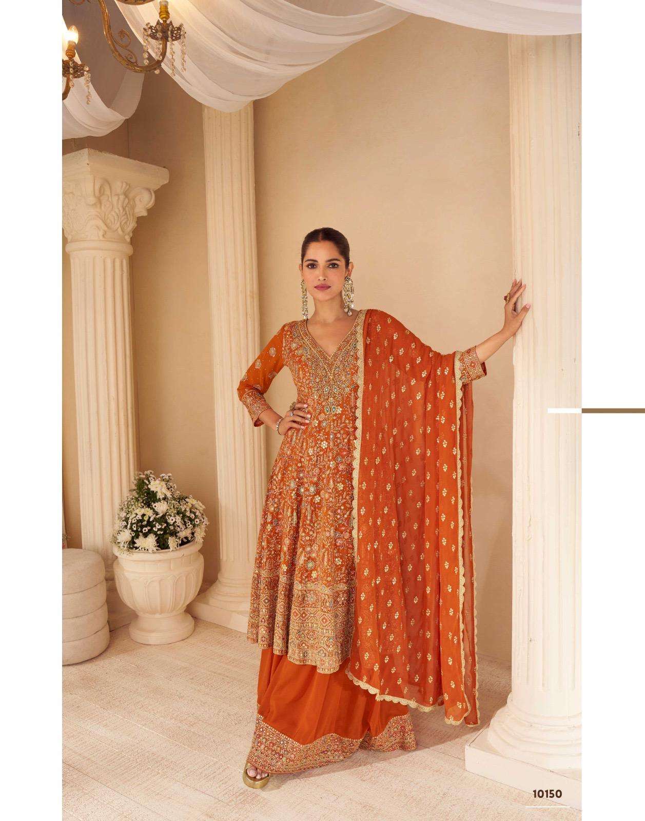 SAYURI DESIGNER SANDHYA  GEROGETTE HEAVY DESIGNER WEDDING WEAR SUIT