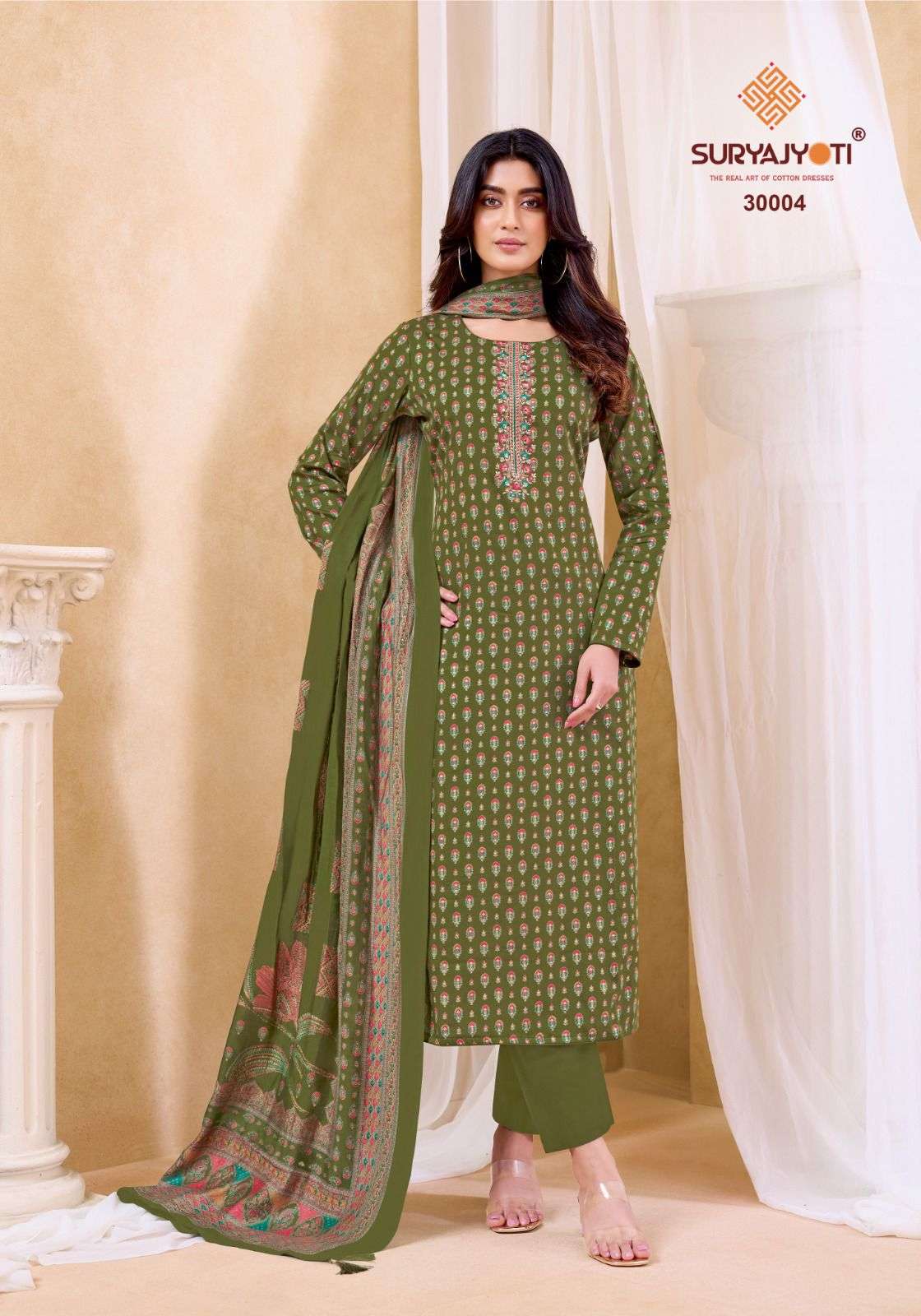 SURYAJYOTI KALKI VOL 30 JAM SATIN PRINT WITH FANCY WORK SUIT