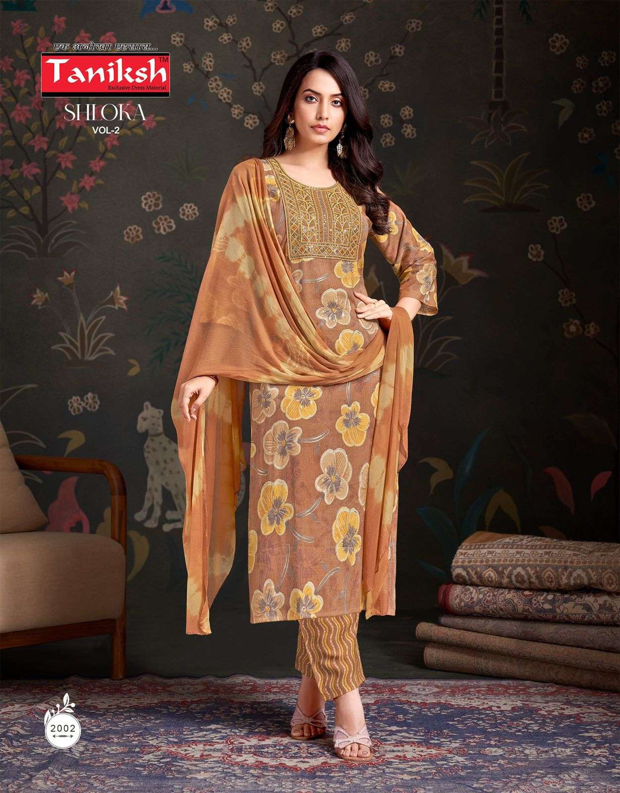 TANIKSH SHLOKA VOL 2 RAYON PRINT LADIES KURTI BOTTOM AND DUPATTA
