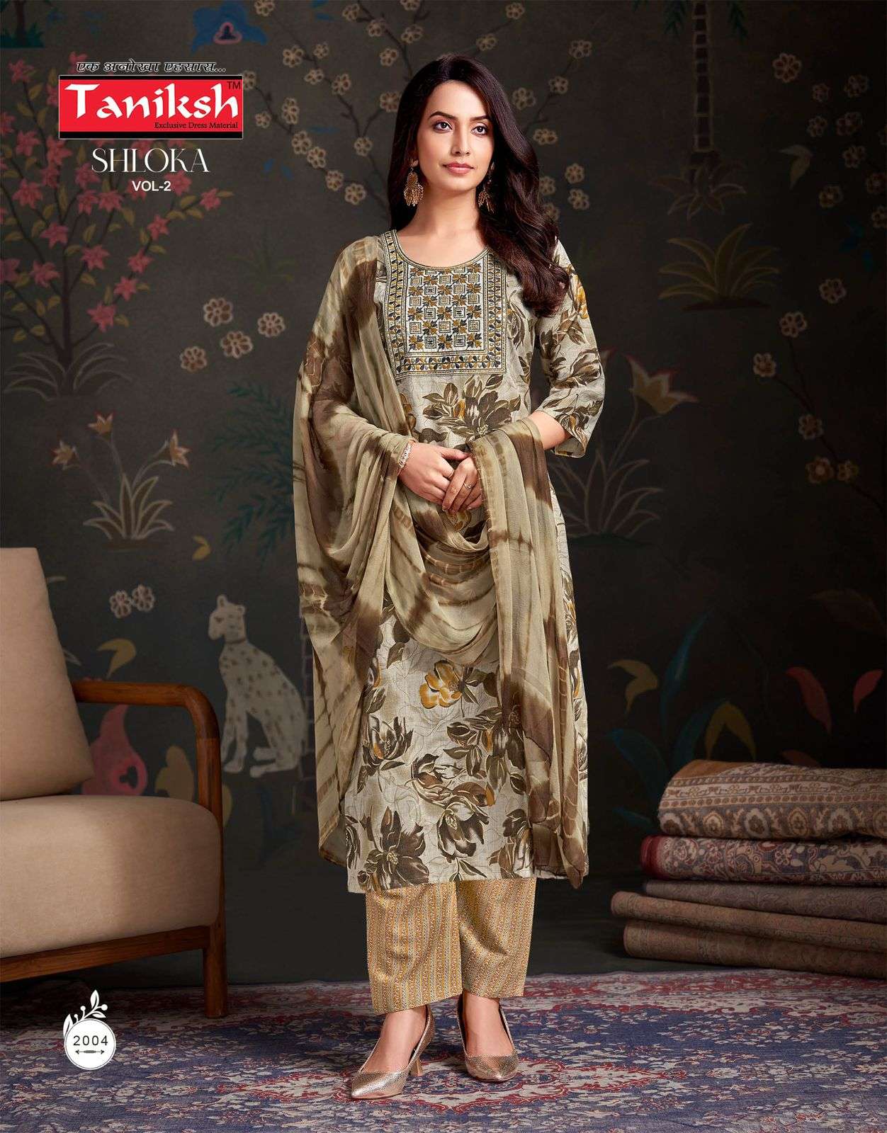 TANIKSH SHLOKA VOL 2 RAYON PRINT LADIES KURTI BOTTOM AND DUPATTA