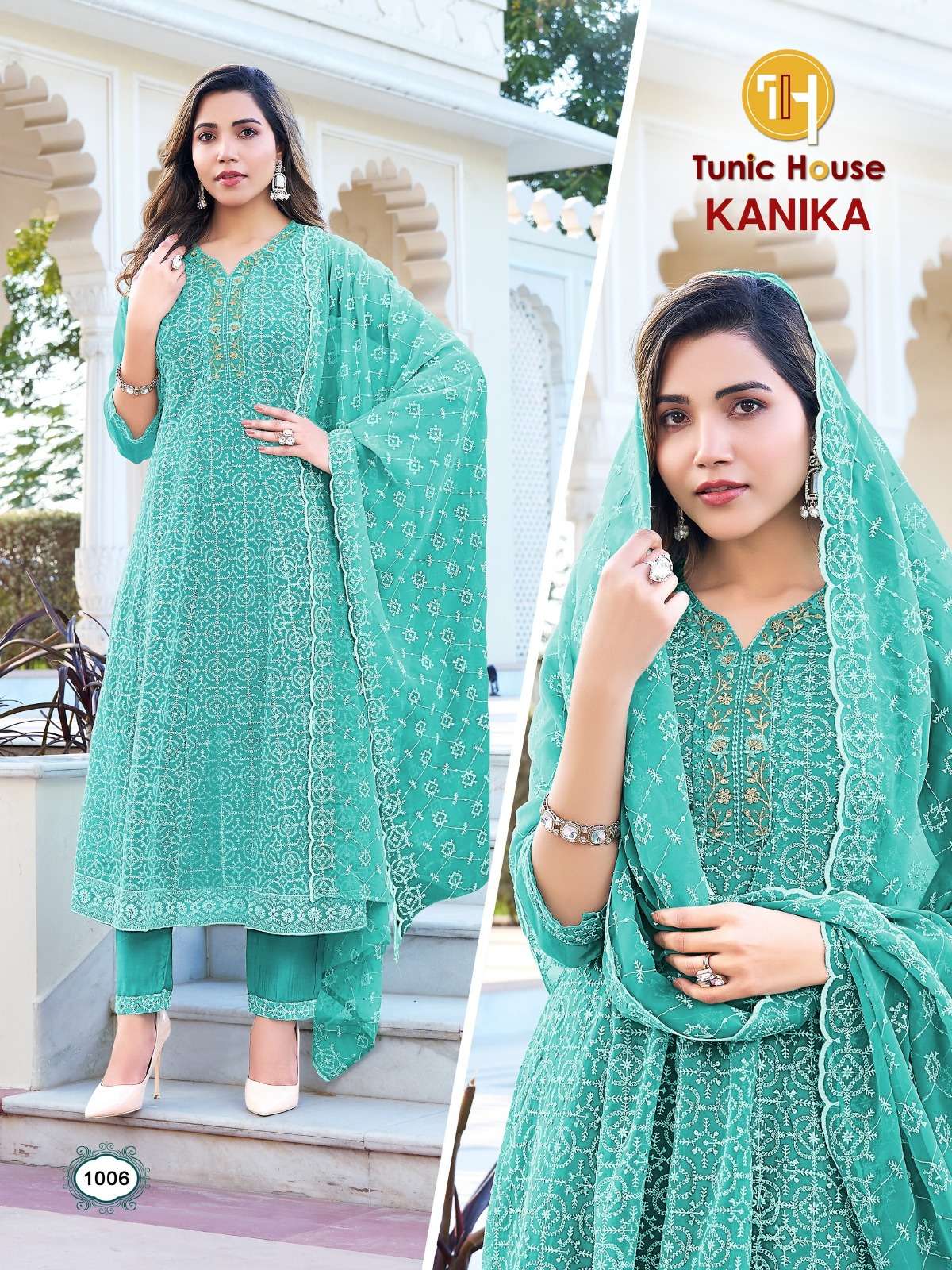 TUNIC HOUSE KANIKA GEORGETTE SHIFFLY DESIGNER WORK READY MADE LADIES SUIT