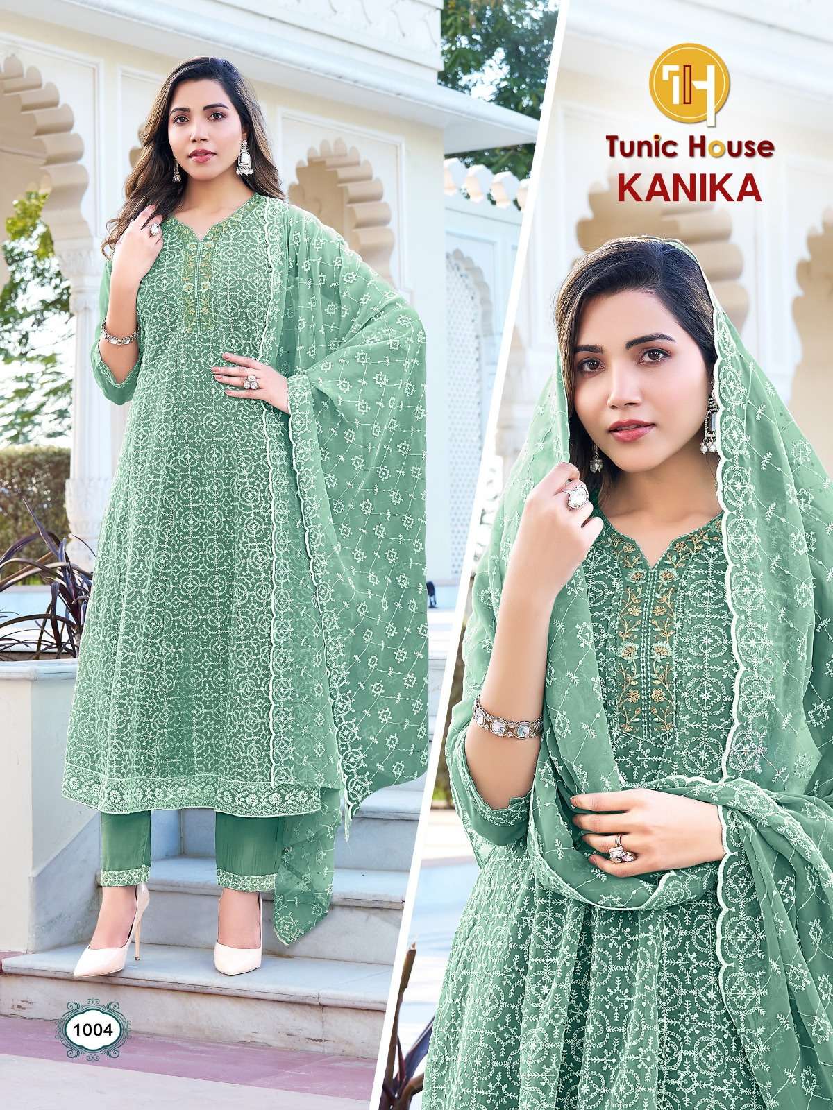 TUNIC HOUSE KANIKA GEORGETTE SHIFFLY DESIGNER WORK READY MADE LADIES SUIT