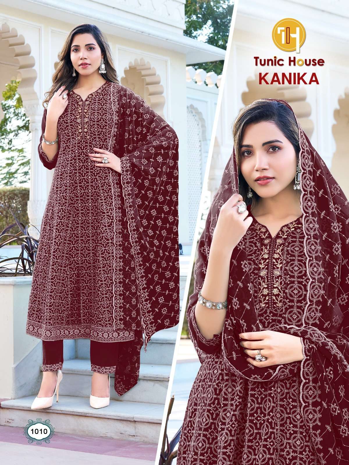 TUNIC HOUSE KANIKA GEORGETTE SHIFFLY DESIGNER WORK READY MADE LADIES SUIT