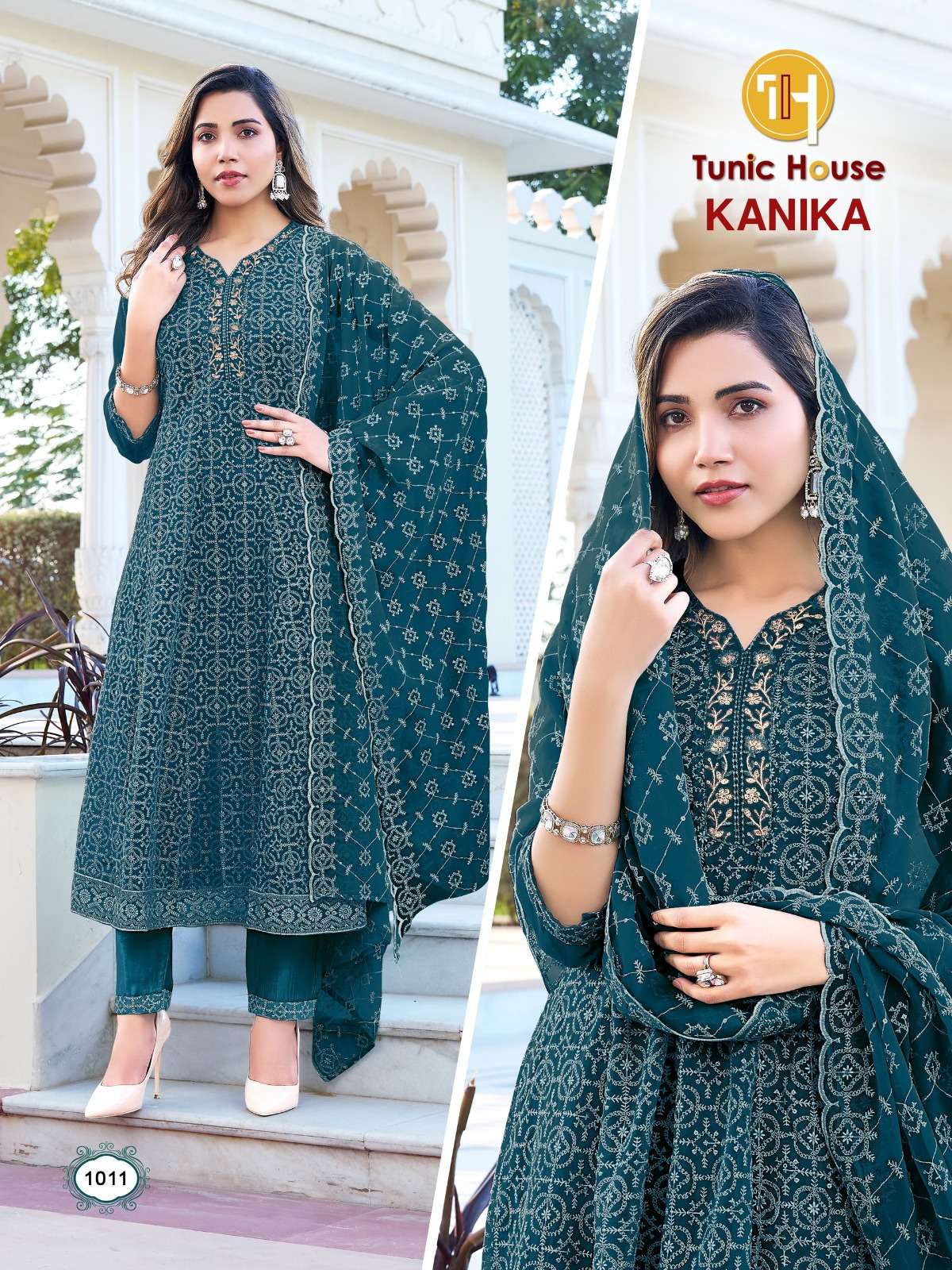 TUNIC HOUSE KANIKA GEORGETTE SHIFFLY DESIGNER WORK READY MADE LADIES SUIT