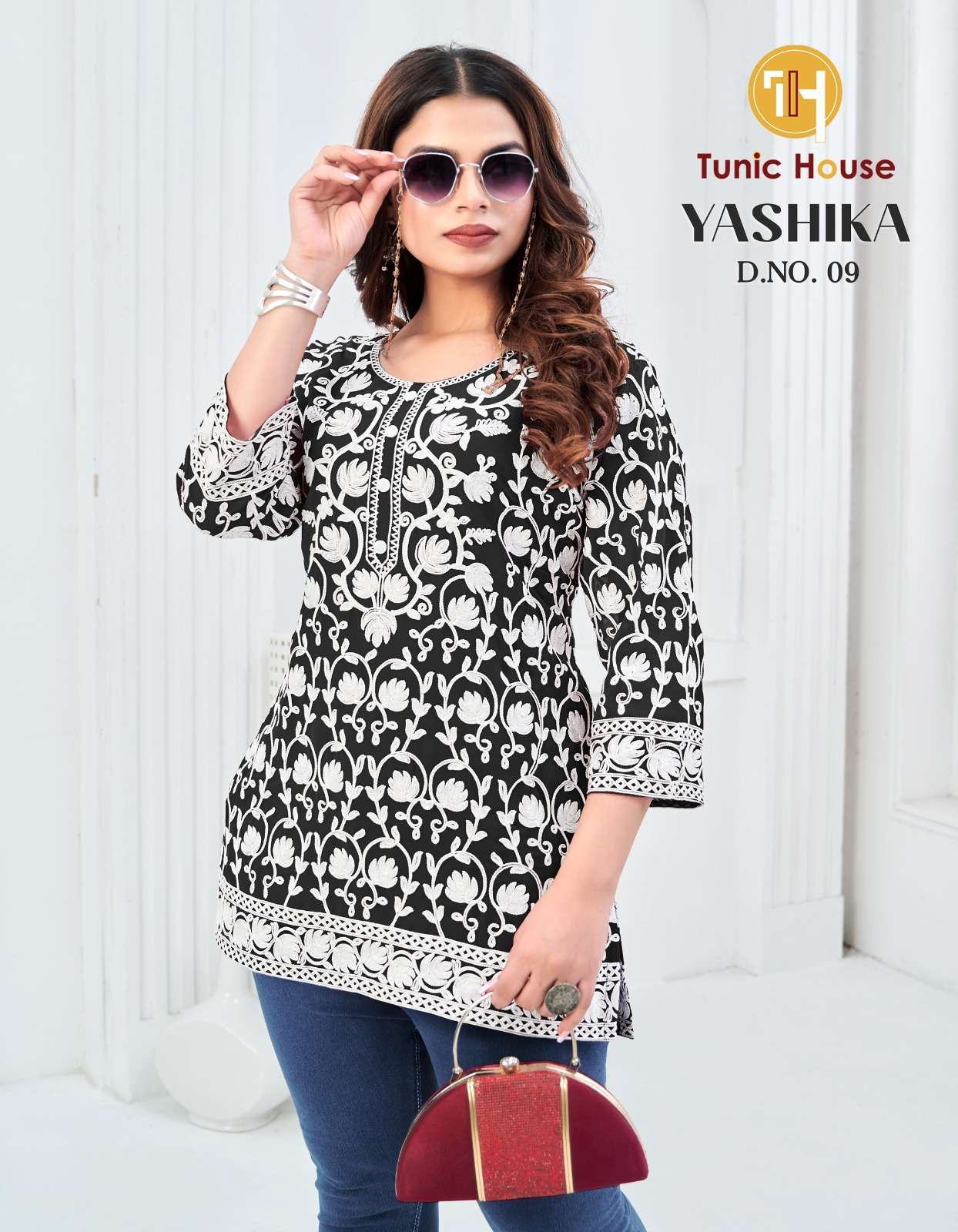 TUNIC HOUSE YASHIKA GEORGETTE SCHIFLI WORK LADIES FANCY TOP 