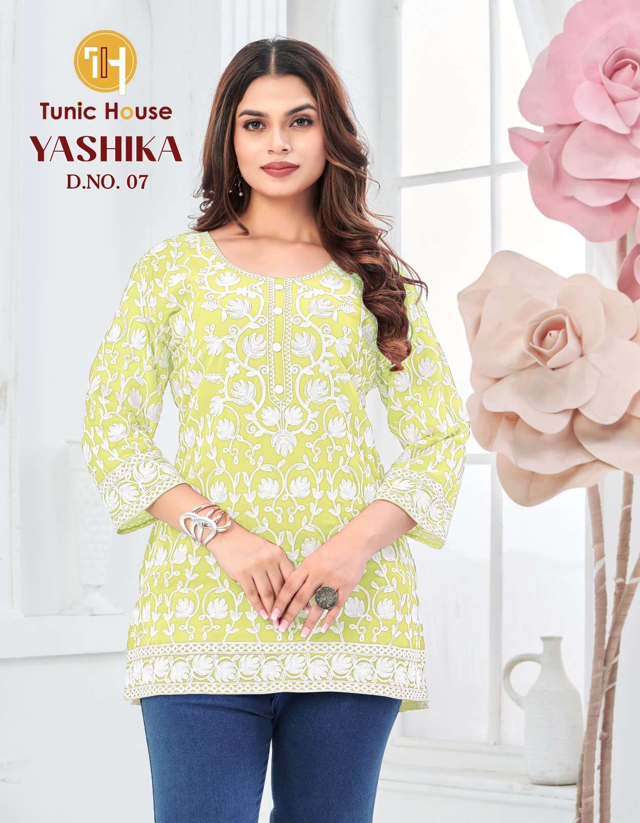 TUNIC HOUSE YASHIKA GEORGETTE SCHIFLI WORK LADIES FANCY TOP 