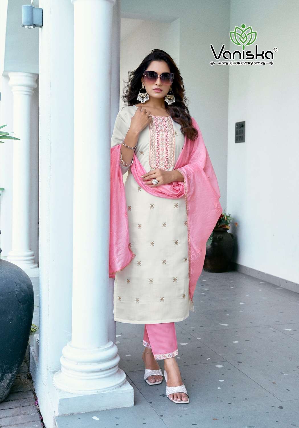 VANISKA FIZA VOL 5 SILK FANCY WORKS LADIES KURTI COMBO SET 