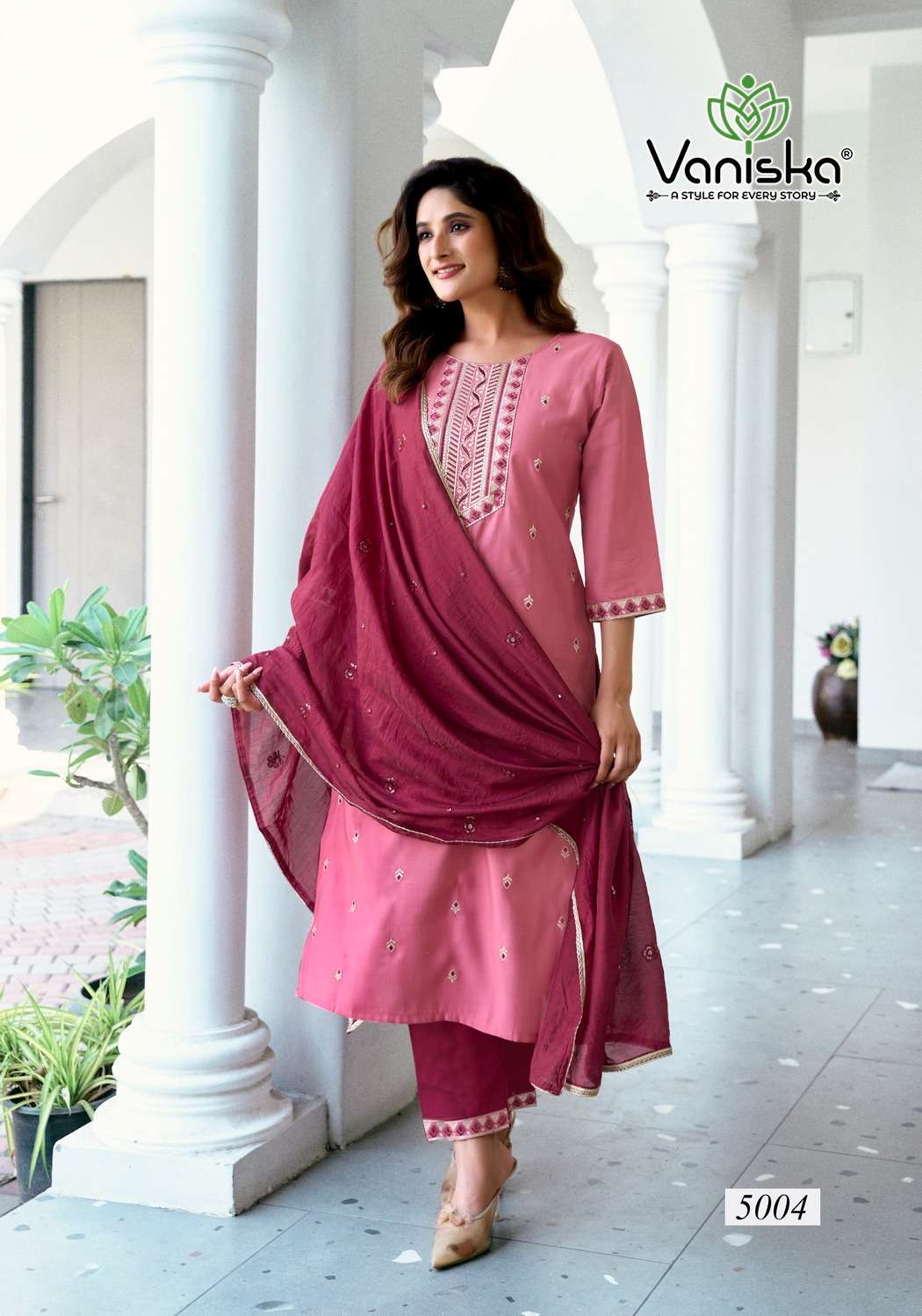 VANISKA FIZA VOL 5 SILK FANCY WORKS LADIES KURTI COMBO SET 