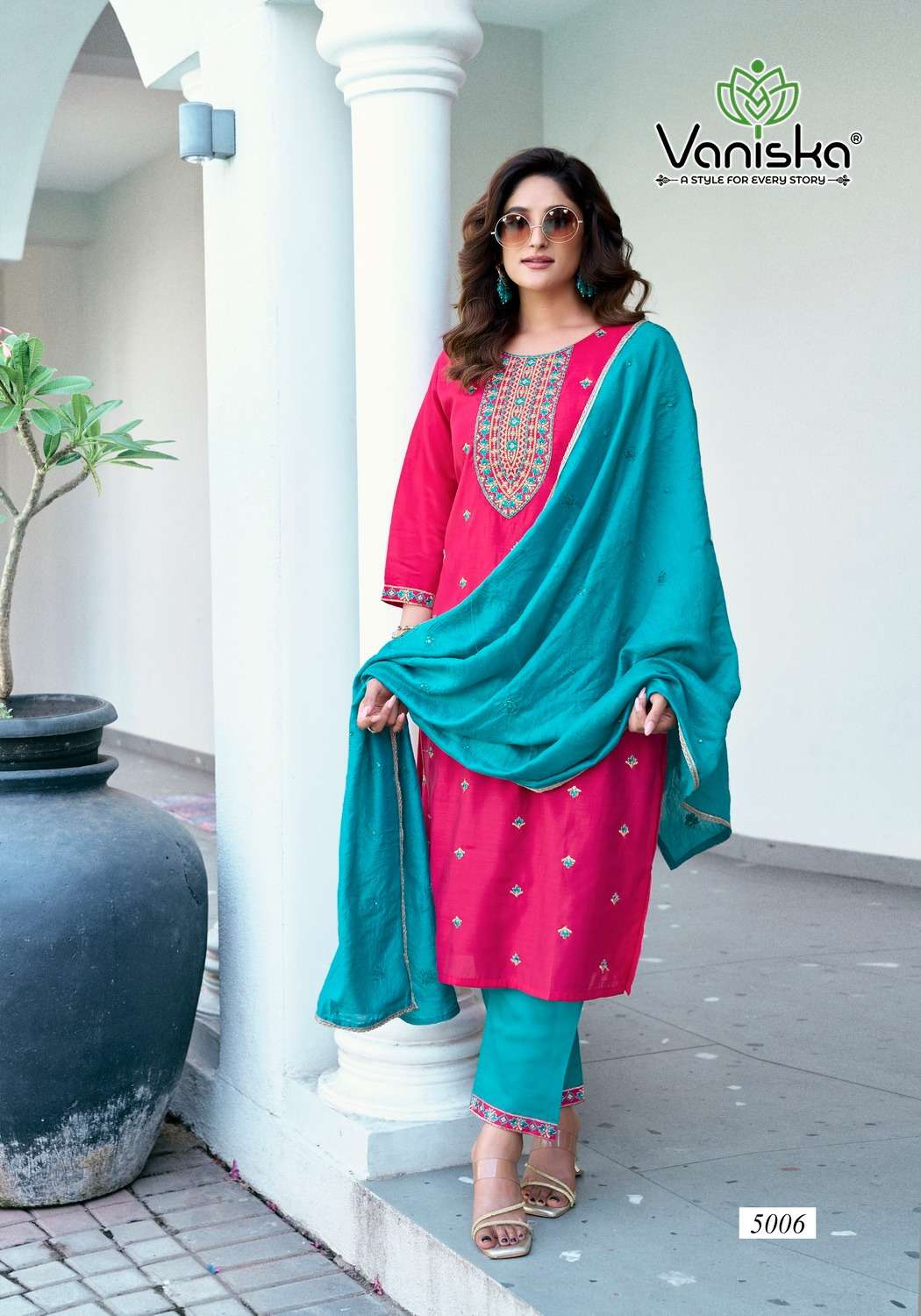 VANISKA FIZA VOL 5 SILK FANCY WORKS LADIES KURTI COMBO SET 