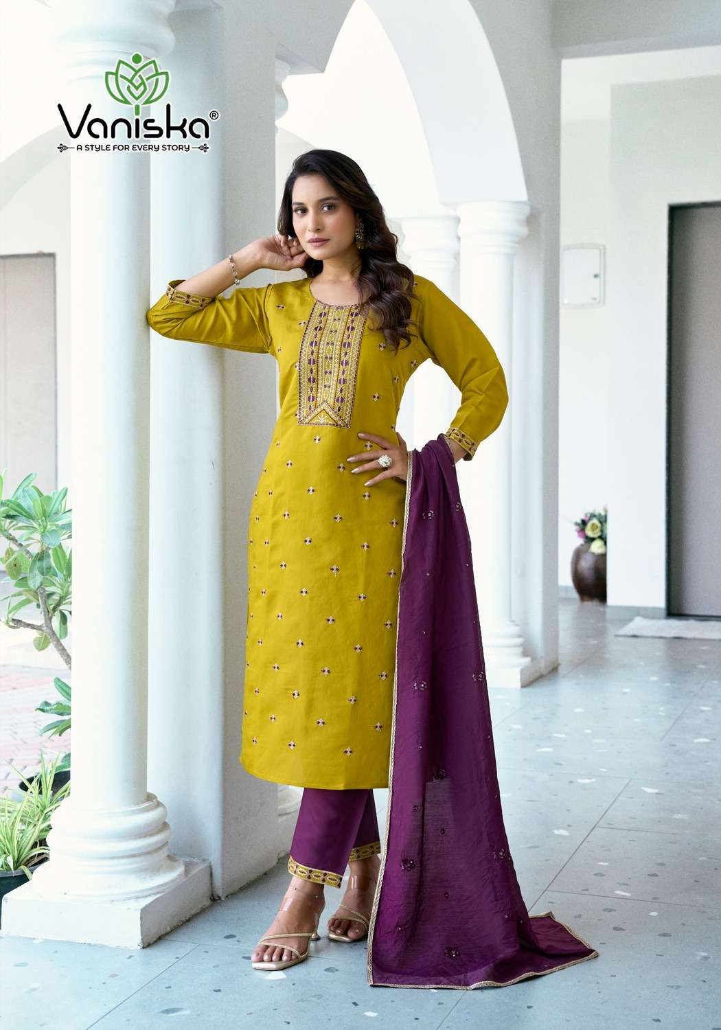 VANISKA FIZA VOL 5 SILK FANCY WORKS LADIES KURTI COMBO SET 