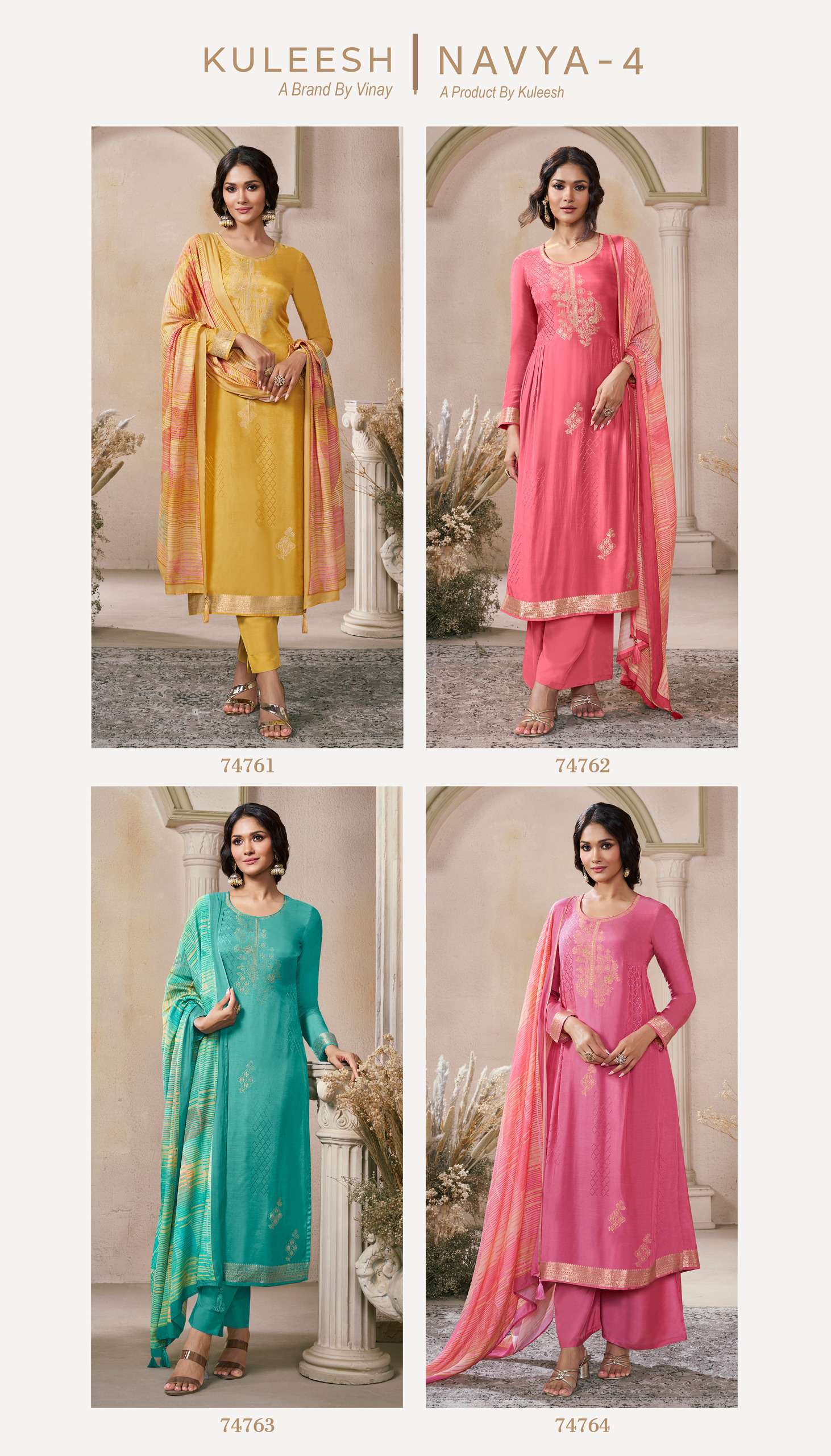 VINAY FASHION KULEESH NAVYA VOL 4 VISCOSE JACQUARD DESIGNER WORK SUIT