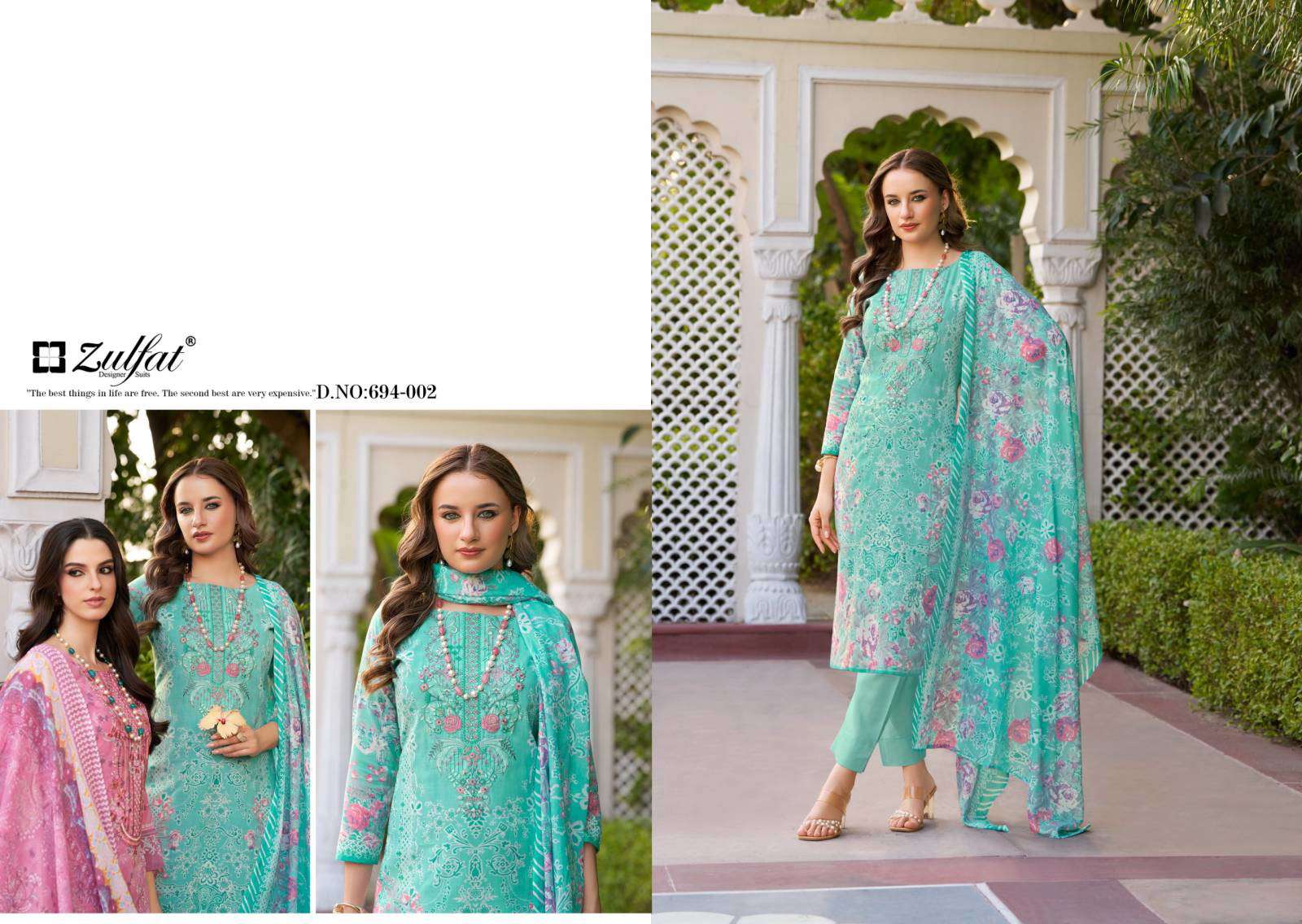 ZULFAT DESIGNER SUITS SANA SAFINA VOL 2 COTTON PRINT WITH FANCY WORK SUIT