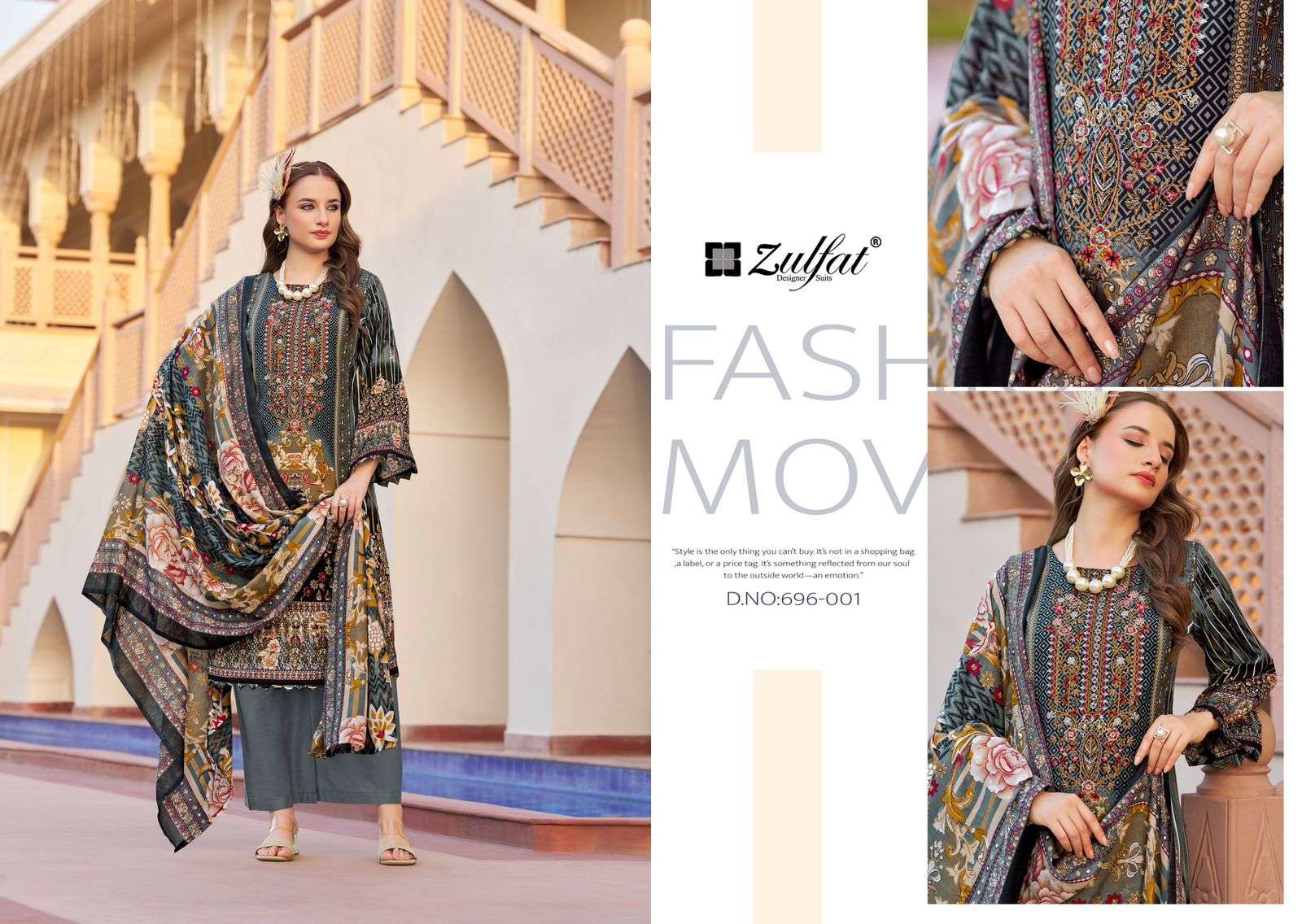 ZULFAT DESIGNER SUITS SANA SAFINA VOL 2 RAYON DIGITAL PRINTS WITH FANCY WORK SUIT