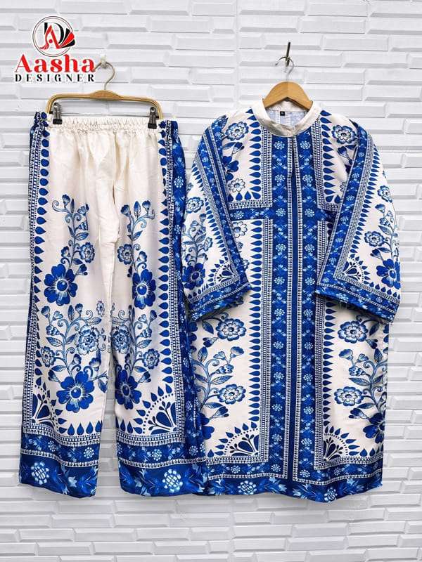 AASHA DESIGNER MODAL SATIN PRINT TURKISH READYMADE CO-ORD SET
