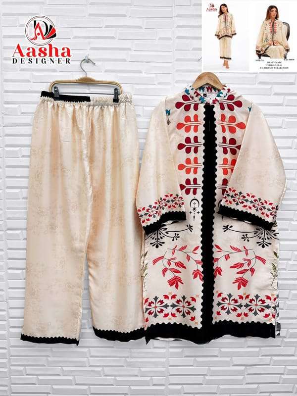 AASHA DESIGNER MODAL SATIN PRINT TURKISH READYMADE CO-ORD SET