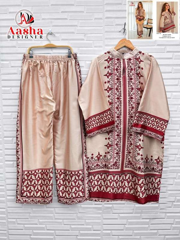 AASHA DESIGNER MODAL SATIN PRINT TURKISH READYMADE CO-ORD SET